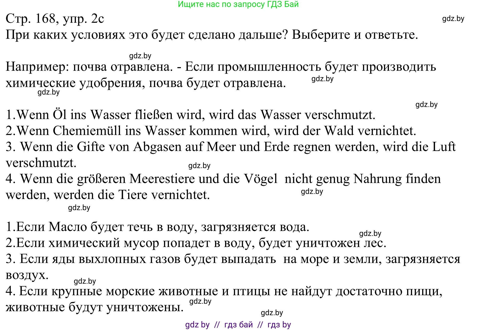 Немецкий язык (Deutsch), 11 класс Учебник (Schülerbuch), авторы: Будько Антонина Филипповна (Budjko Antonina), Урбанович Инна Ювинальевна (Urbanowitsch Ina), издательство Вышэйшая школа, Минск, 2019, бирюзового цвета, страница 168, номер 2c, Решение