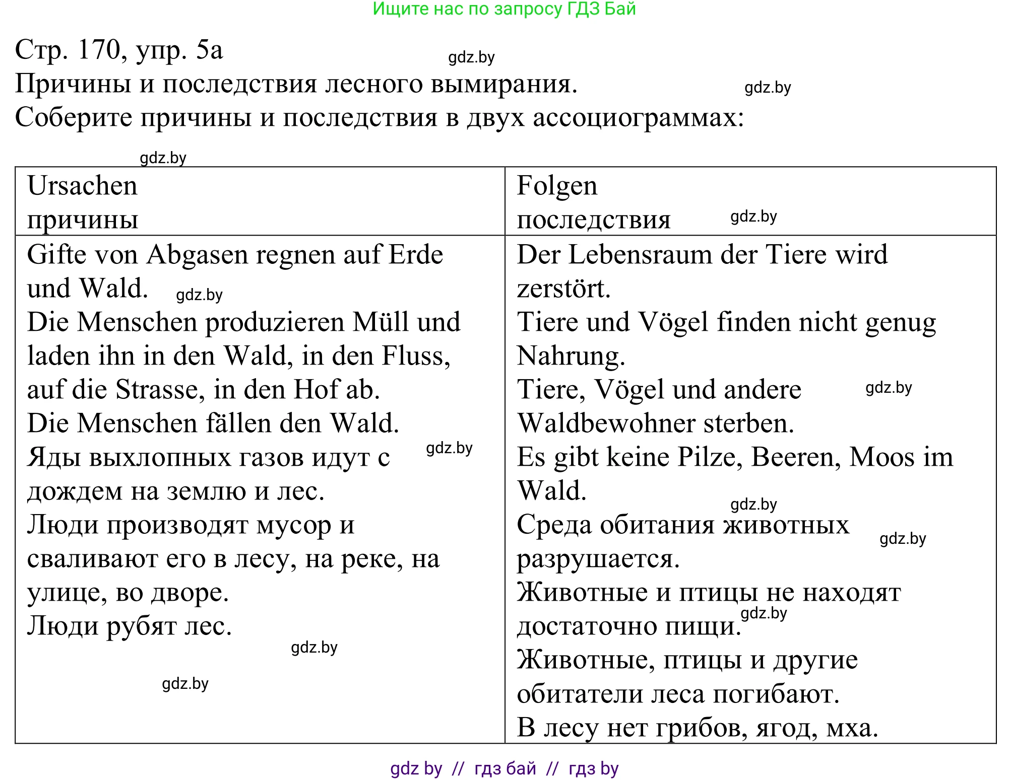Немецкий язык (Deutsch), 11 класс Учебник (Schülerbuch), авторы: Будько Антонина Филипповна (Budjko Antonina), Урбанович Инна Ювинальевна (Urbanowitsch Ina), издательство Вышэйшая школа, Минск, 2019, бирюзового цвета, страница 171, номер 5a, Решение