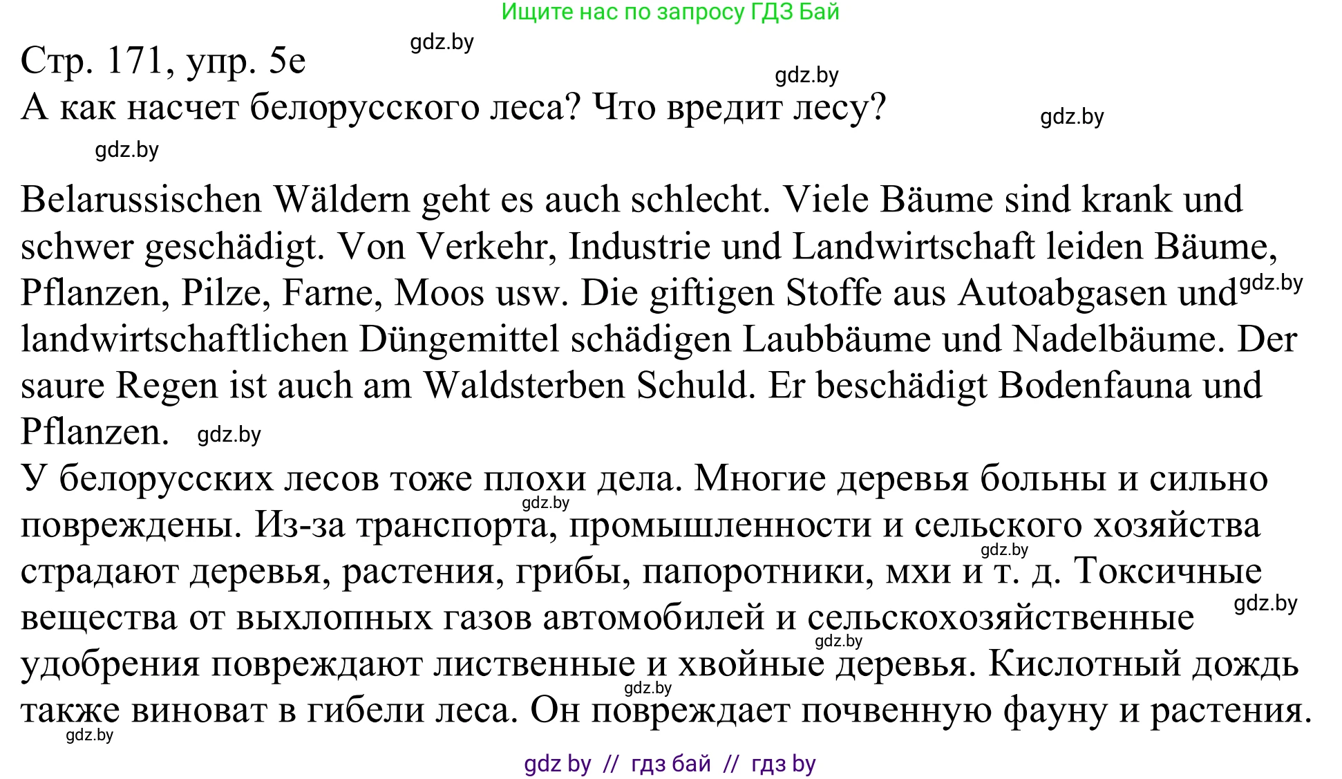 Немецкий язык (Deutsch), 11 класс Учебник (Schülerbuch), авторы: Будько Антонина Филипповна (Budjko Antonina), Урбанович Инна Ювинальевна (Urbanowitsch Ina), издательство Вышэйшая школа, Минск, 2019, бирюзового цвета, страница 171, номер 5e, Решение