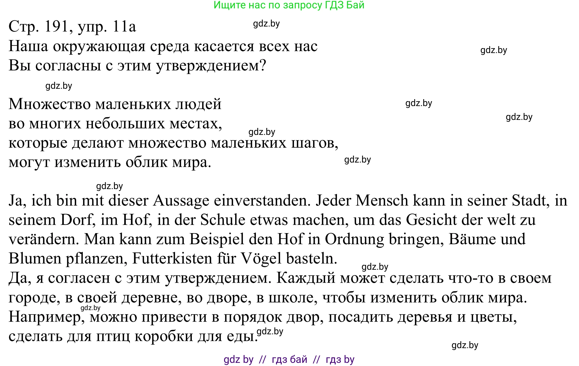 Немецкий язык (Deutsch), 11 класс Учебник (Schülerbuch), авторы: Будько Антонина Филипповна (Budjko Antonina), Урбанович Инна Ювинальевна (Urbanowitsch Ina), издательство Вышэйшая школа, Минск, 2019, бирюзового цвета, страница 191, номер 11a, Решение