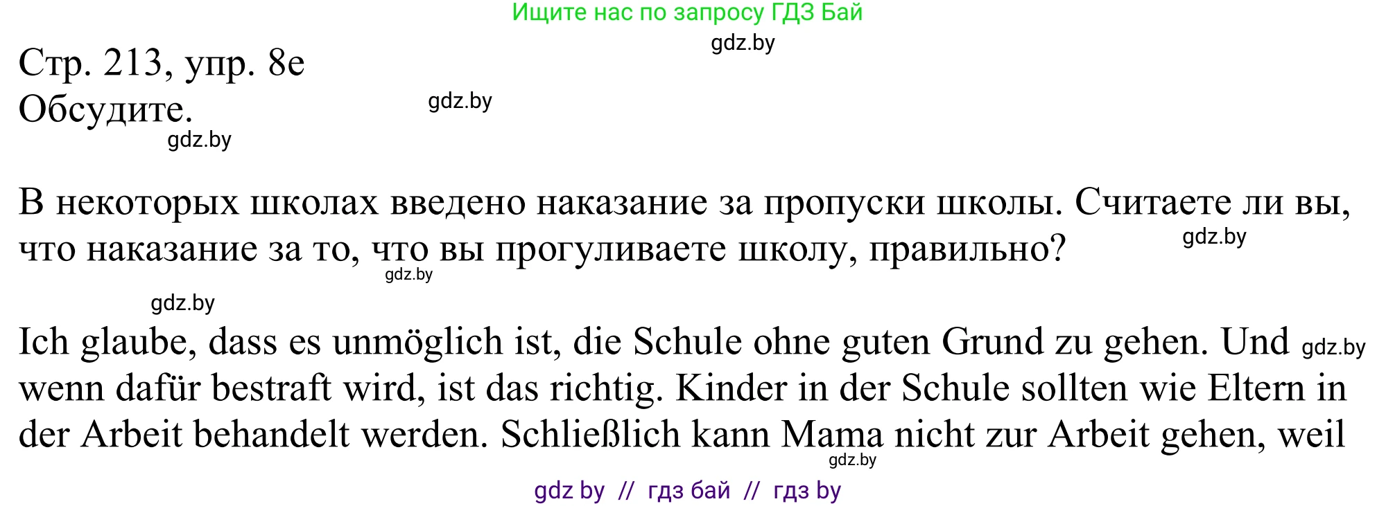 Немецкий язык (Deutsch), 11 класс Учебник (Schülerbuch), авторы: Будько Антонина Филипповна (Budjko Antonina), Урбанович Инна Ювинальевна (Urbanowitsch Ina), издательство Вышэйшая школа, Минск, 2019, бирюзового цвета, страница 213, номер 8e, Решение