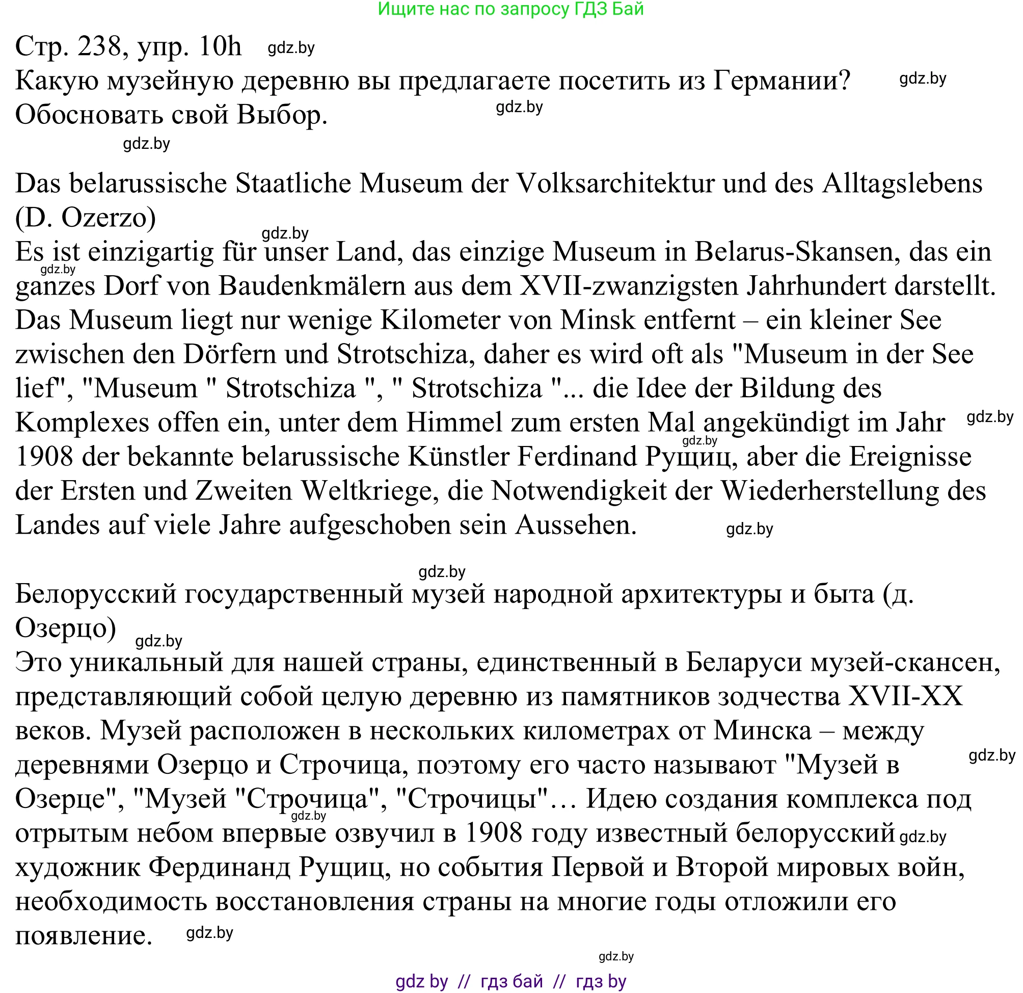 Немецкий язык (Deutsch), 11 класс Учебник (Schülerbuch), авторы: Будько Антонина Филипповна (Budjko Antonina), Урбанович Инна Ювинальевна (Urbanowitsch Ina), издательство Вышэйшая школа, Минск, 2019, бирюзового цвета, страница 238, номер 10h, Решение
