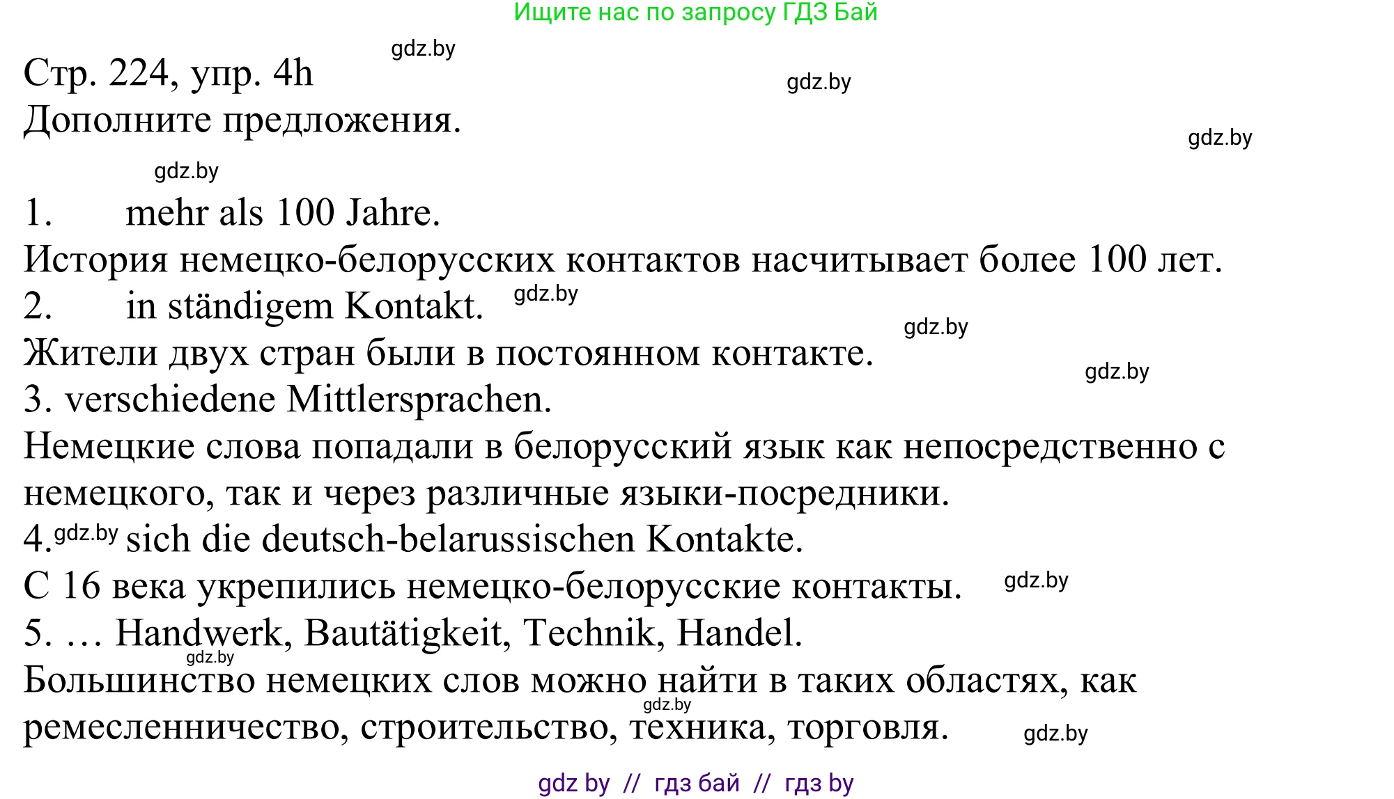 Немецкий язык (Deutsch), 11 класс Учебник (Schülerbuch), авторы: Будько Антонина Филипповна (Budjko Antonina), Урбанович Инна Ювинальевна (Urbanowitsch Ina), издательство Вышэйшая школа, Минск, 2019, бирюзового цвета, страница 224, номер 4h, Решение