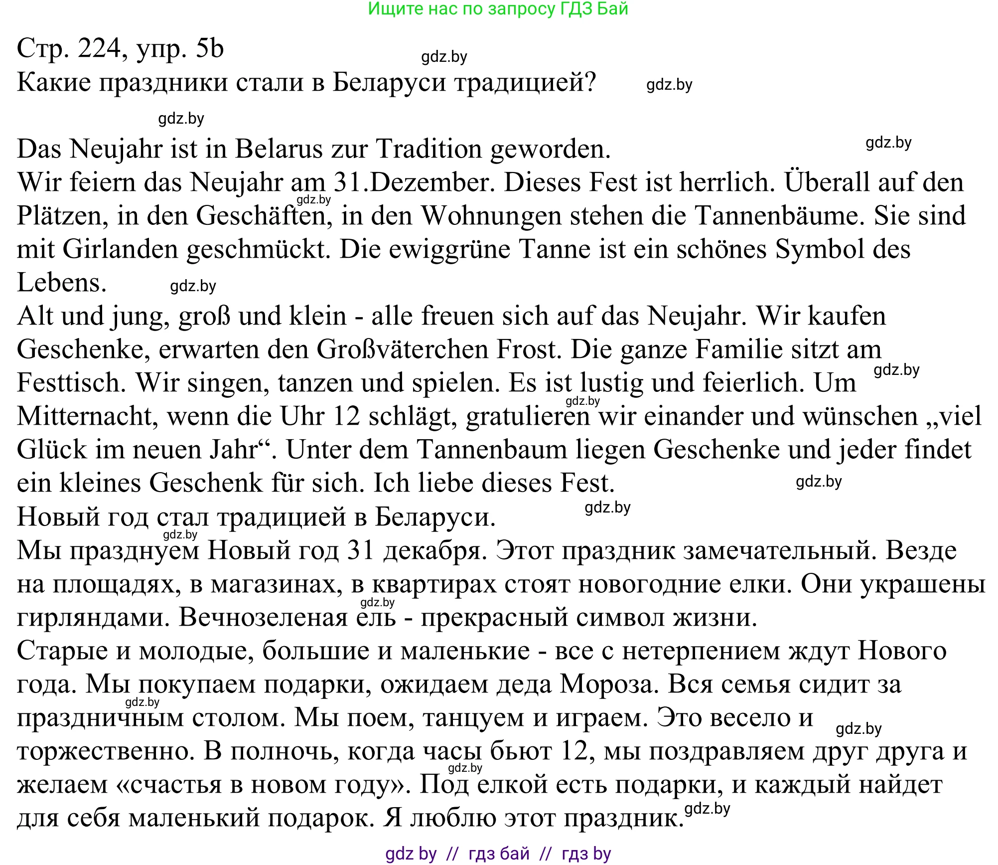 Немецкий язык (Deutsch), 11 класс Учебник (Schülerbuch), авторы: Будько Антонина Филипповна (Budjko Antonina), Урбанович Инна Ювинальевна (Urbanowitsch Ina), издательство Вышэйшая школа, Минск, 2019, бирюзового цвета, страница 224, номер 5b, Решение
