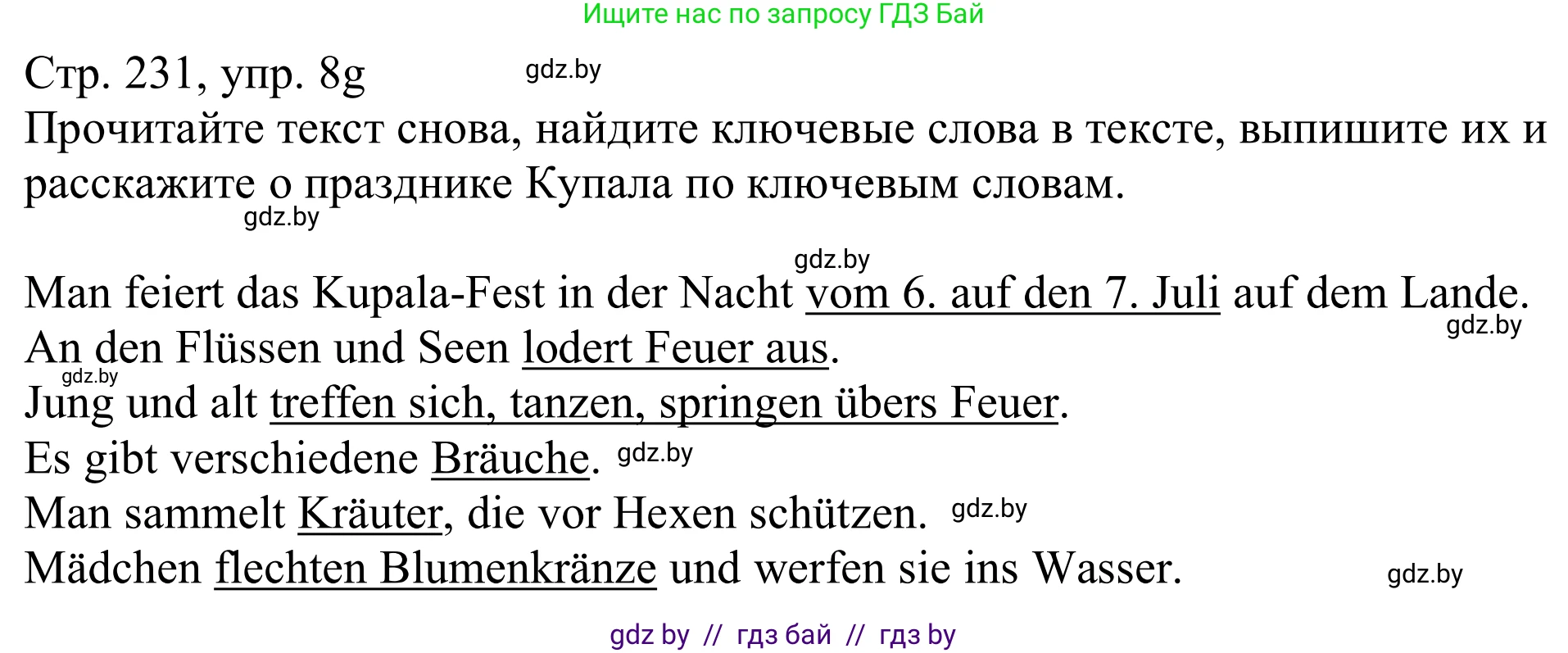 Немецкий язык (Deutsch), 11 класс Учебник (Schülerbuch), авторы: Будько Антонина Филипповна (Budjko Antonina), Урбанович Инна Ювинальевна (Urbanowitsch Ina), издательство Вышэйшая школа, Минск, 2019, бирюзового цвета, страница 231, номер 8g, Решение