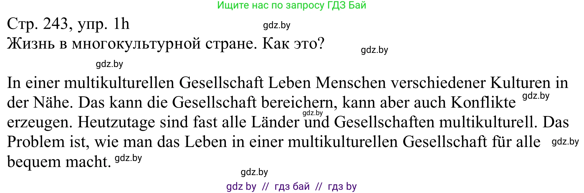 Немецкий язык (Deutsch), 11 класс Учебник (Schülerbuch), авторы: Будько Антонина Филипповна (Budjko Antonina), Урбанович Инна Ювинальевна (Urbanowitsch Ina), издательство Вышэйшая школа, Минск, 2019, бирюзового цвета, страница 243, номер 1h, Решение