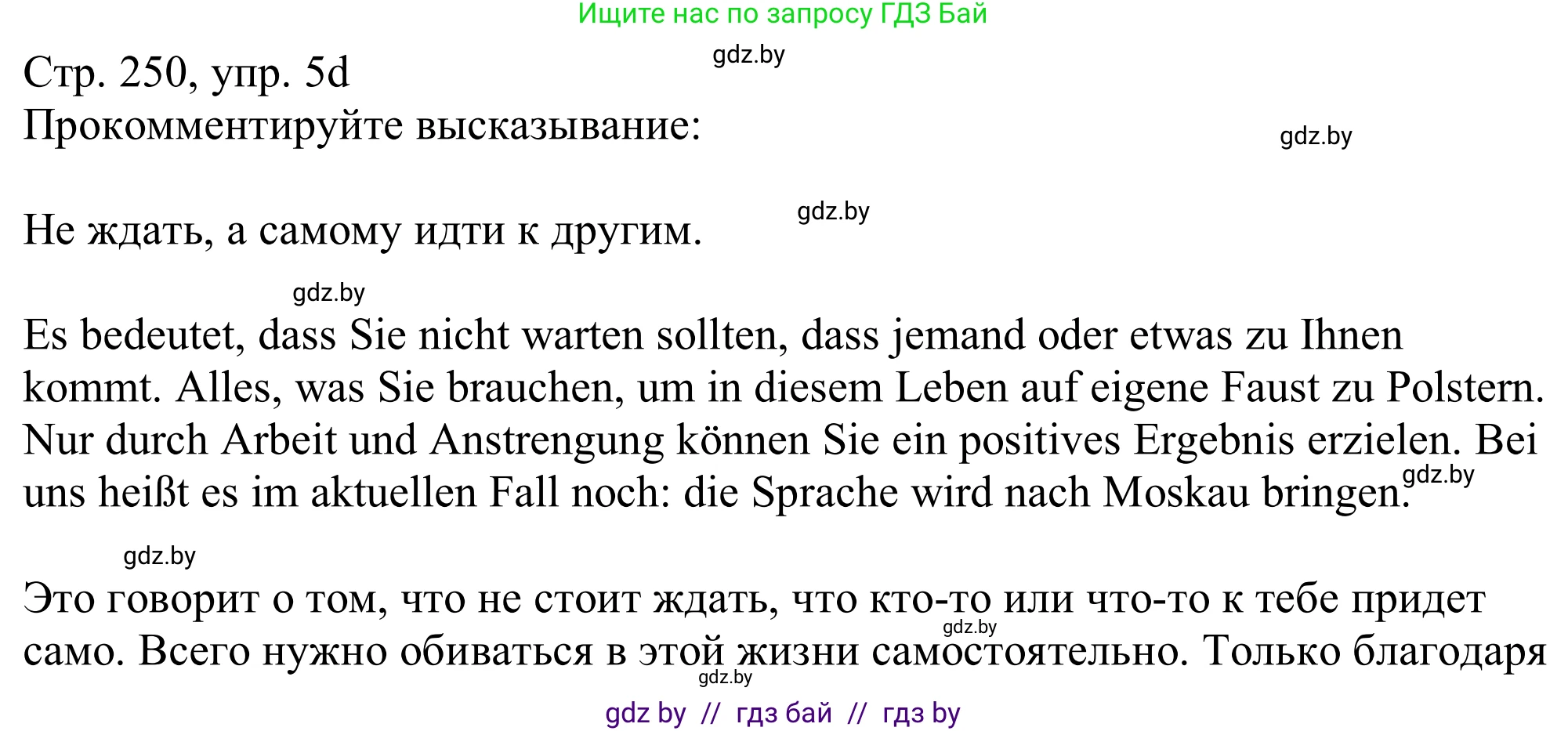 Немецкий язык (Deutsch), 11 класс Учебник (Schülerbuch), авторы: Будько Антонина Филипповна (Budjko Antonina), Урбанович Инна Ювинальевна (Urbanowitsch Ina), издательство Вышэйшая школа, Минск, 2019, бирюзового цвета, страница 250, номер 5d, Решение