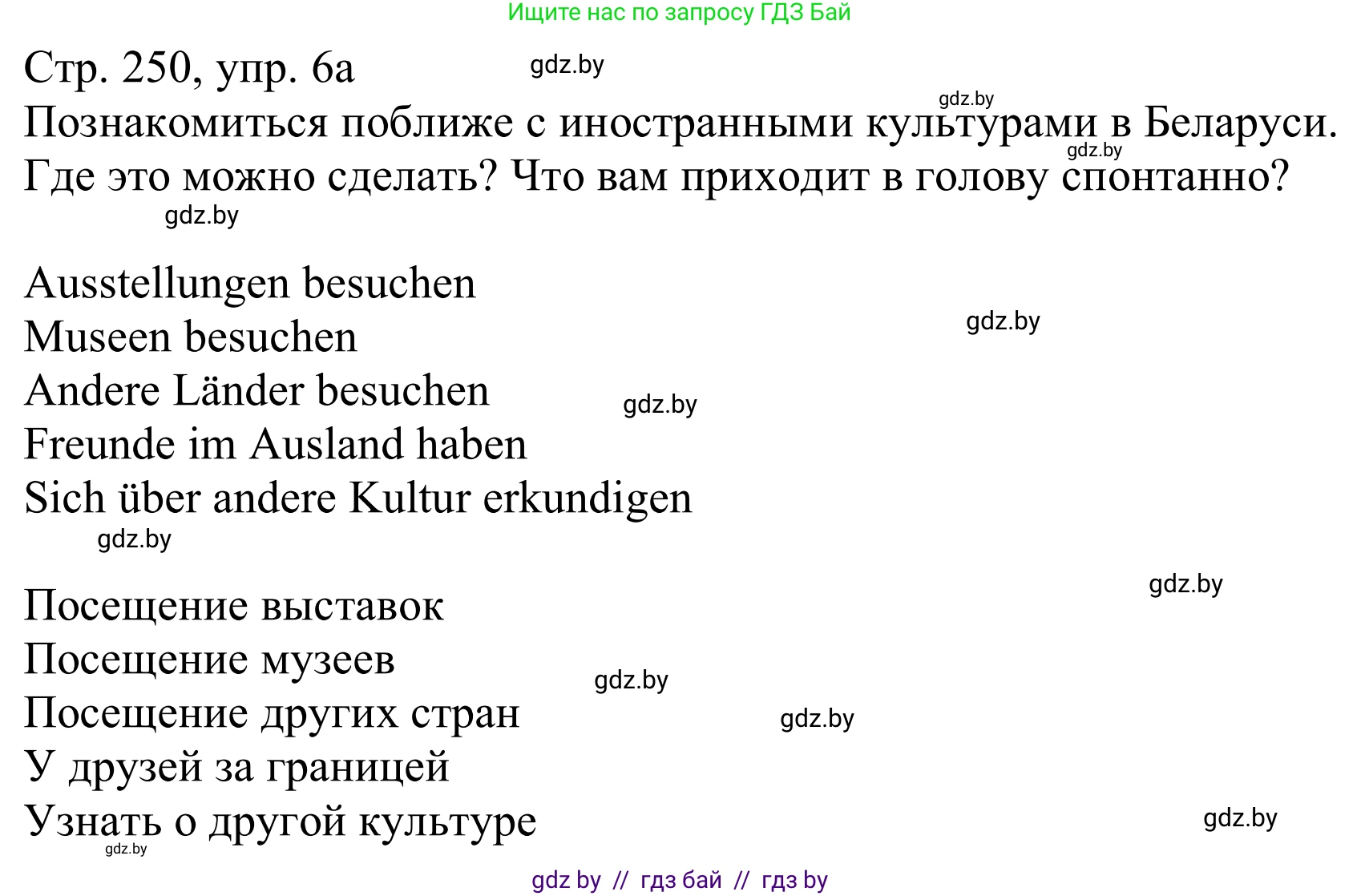 Немецкий язык (Deutsch), 11 класс Учебник (Schülerbuch), авторы: Будько Антонина Филипповна (Budjko Antonina), Урбанович Инна Ювинальевна (Urbanowitsch Ina), издательство Вышэйшая школа, Минск, 2019, бирюзового цвета, страница 250, номер 6a, Решение