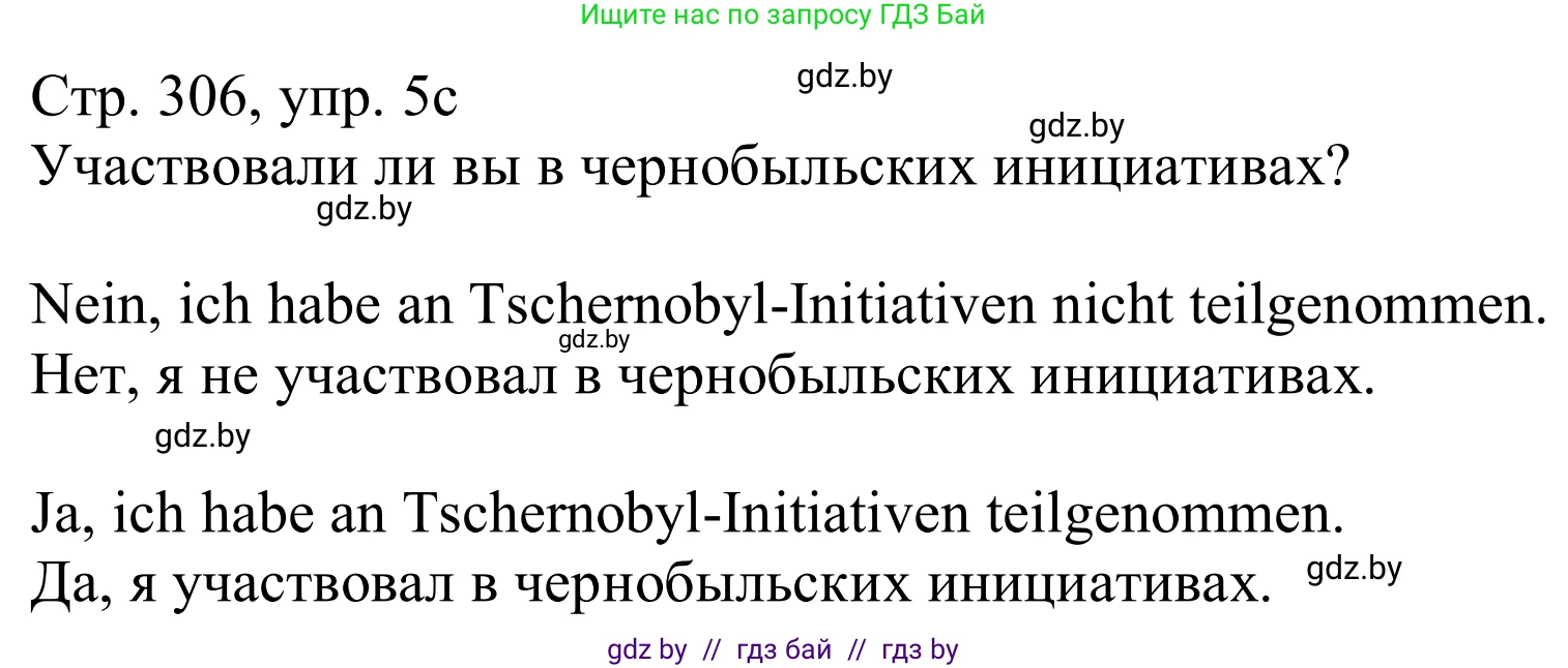 Немецкий язык (Deutsch), 11 класс Учебник (Schülerbuch), авторы: Будько Антонина Филипповна (Budjko Antonina), Урбанович Инна Ювинальевна (Urbanowitsch Ina), издательство Вышэйшая школа, Минск, 2019, бирюзового цвета, страница 306, номер 5c, Решение