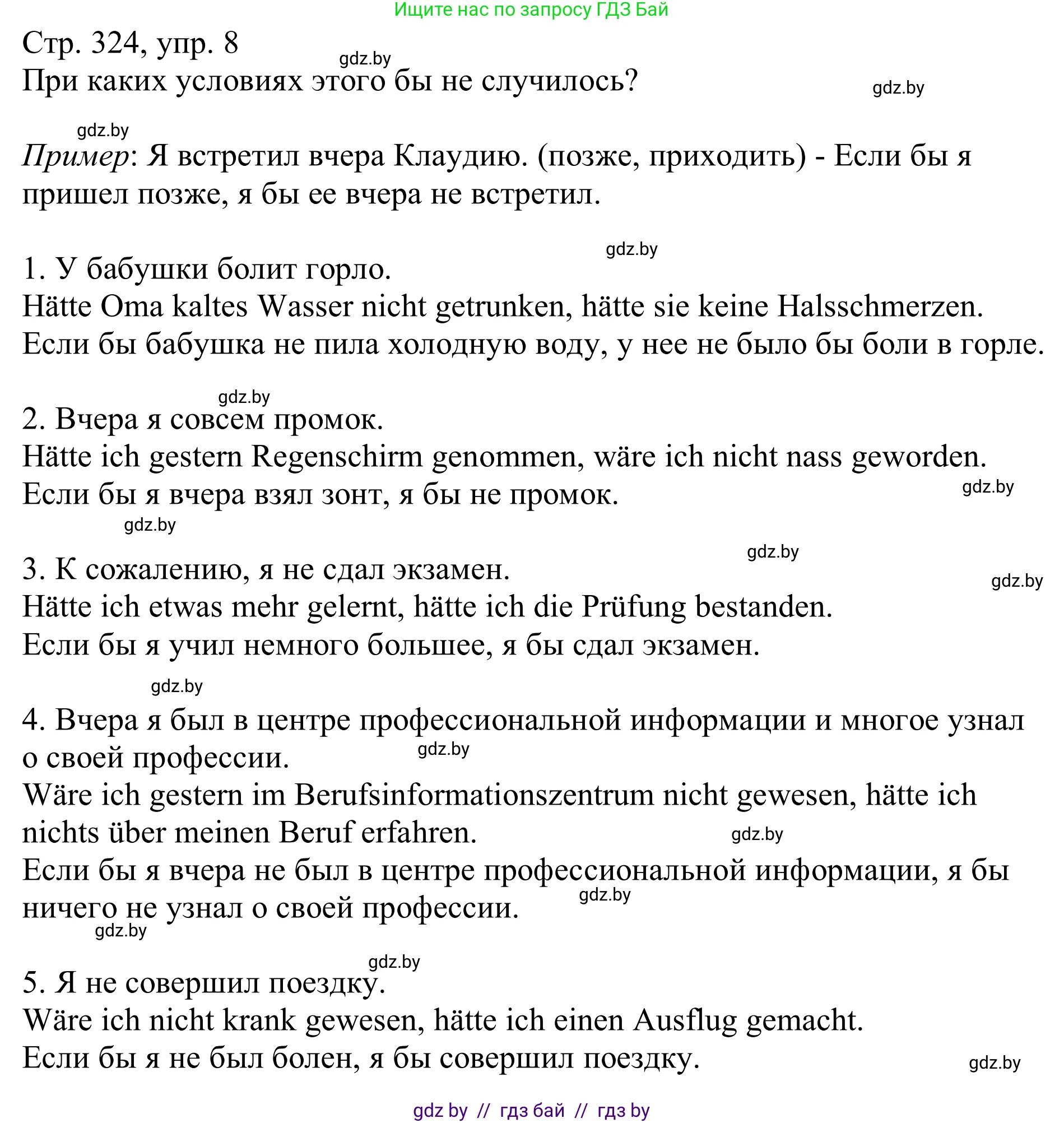 Немецкий язык (Deutsch), 11 класс Учебник (Schülerbuch), авторы: Будько Антонина Филипповна (Budjko Antonina), Урбанович Инна Ювинальевна (Urbanowitsch Ina), издательство Вышэйшая школа, Минск, 2019, бирюзового цвета, страница 324, номер 8, Решение