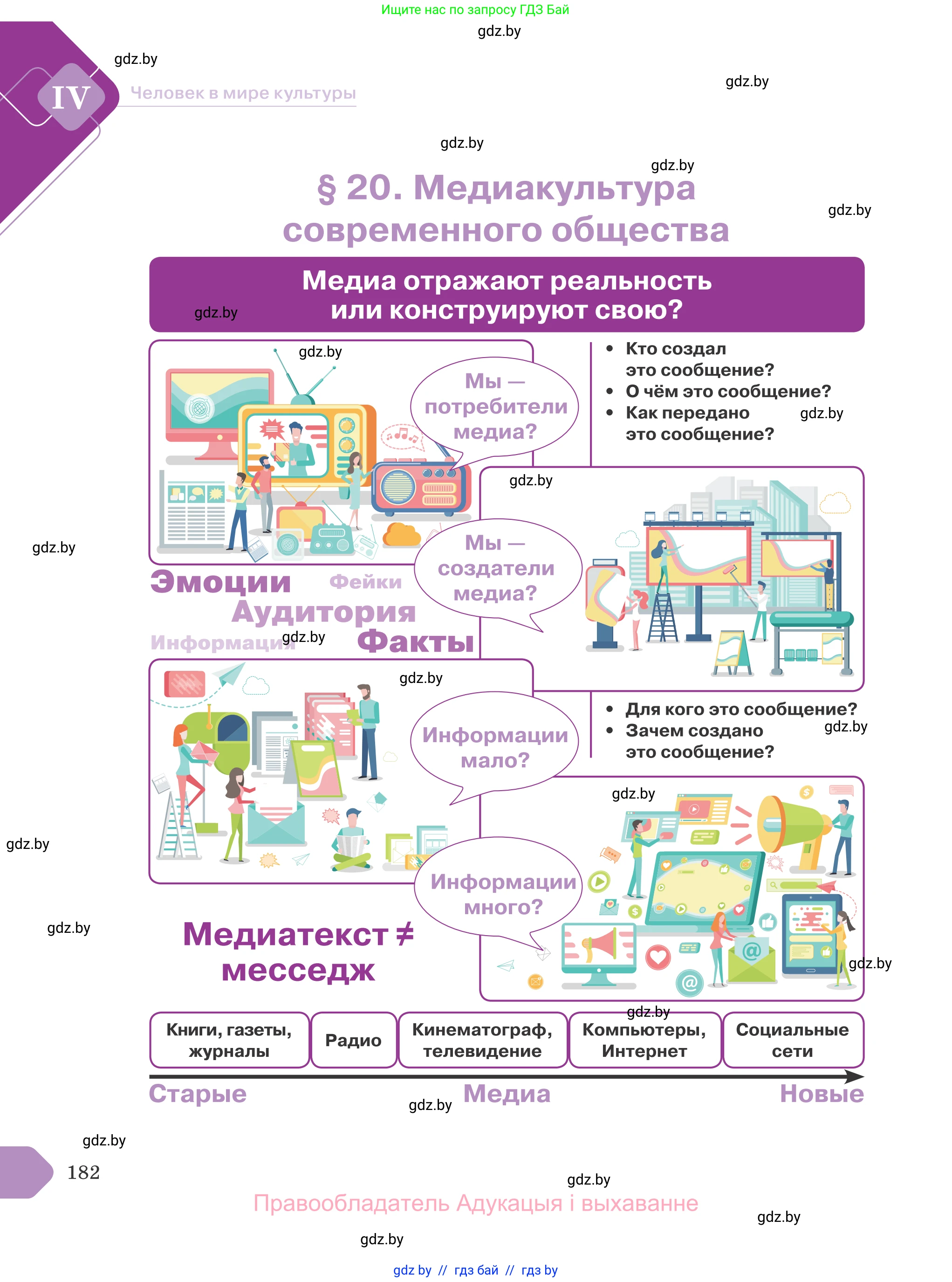 Обществоведение, 9 класс Учебник, авторы: Данилов Александр Николаевич, Полейко Елена Александровна, Кушнер Надежда Васильевна, Бернат Ирина Петровна, Белов А А, Кизима С А, Клецкова И М, Легчилин А А, Солодухо А С, Рубанов А В, издательство Адукацыя i выхаванне, Минск, 2019, жёлтого цвета, страница 182