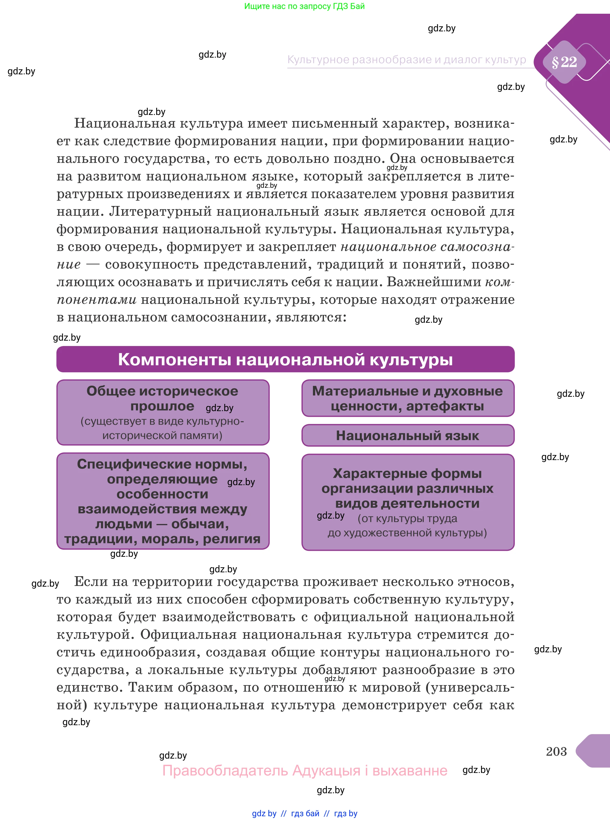 Обществоведение, 9 класс Учебник, авторы: Данилов Александр Николаевич, Полейко Елена Александровна, Кушнер Надежда Васильевна, Бернат Ирина Петровна, Белов А А, Кизима С А, Клецкова И М, Легчилин А А, Солодухо А С, Рубанов А В, издательство Адукацыя i выхаванне, Минск, 2019, жёлтого цвета, страница 203
