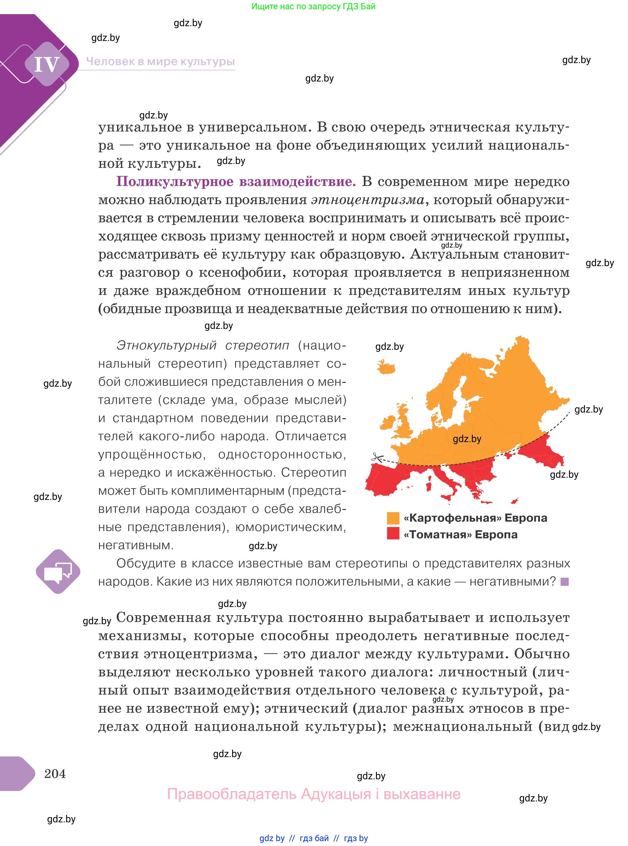 Обществоведение, 9 класс Учебник, авторы: Данилов Александр Николаевич, Полейко Елена Александровна, Кушнер Надежда Васильевна, Бернат Ирина Петровна, Белов А А, Кизима С А, Клецкова И М, Легчилин А А, Солодухо А С, Рубанов А В, издательство Адукацыя i выхаванне, Минск, 2019, жёлтого цвета, страница 204