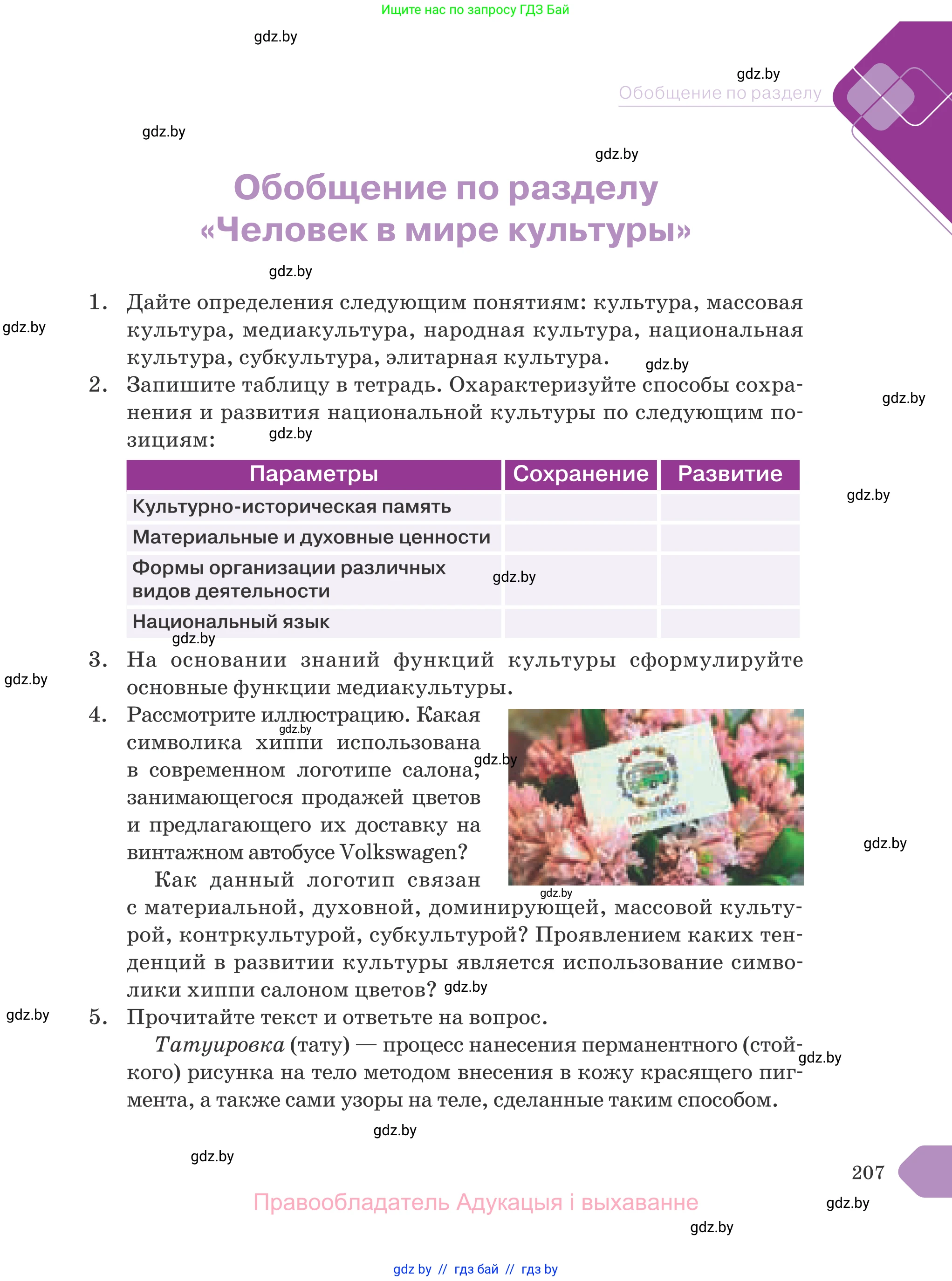 Обществоведение, 9 класс Учебник, авторы: Данилов Александр Николаевич, Полейко Елена Александровна, Кушнер Надежда Васильевна, Бернат Ирина Петровна, Белов А А, Кизима С А, Клецкова И М, Легчилин А А, Солодухо А С, Рубанов А В, издательство Адукацыя i выхаванне, Минск, 2019, жёлтого цвета, страница 207