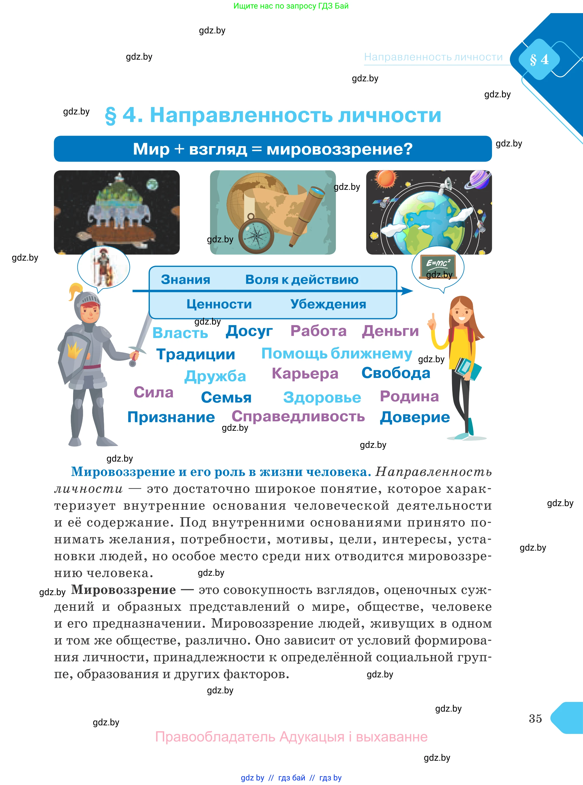Обществоведение, 9 класс Учебник, авторы: Данилов Александр Николаевич, Полейко Елена Александровна, Кушнер Надежда Васильевна, Бернат Ирина Петровна, Белов А А, Кизима С А, Клецкова И М, Легчилин А А, Солодухо А С, Рубанов А В, издательство Адукацыя i выхаванне, Минск, 2019, жёлтого цвета, страница 35
