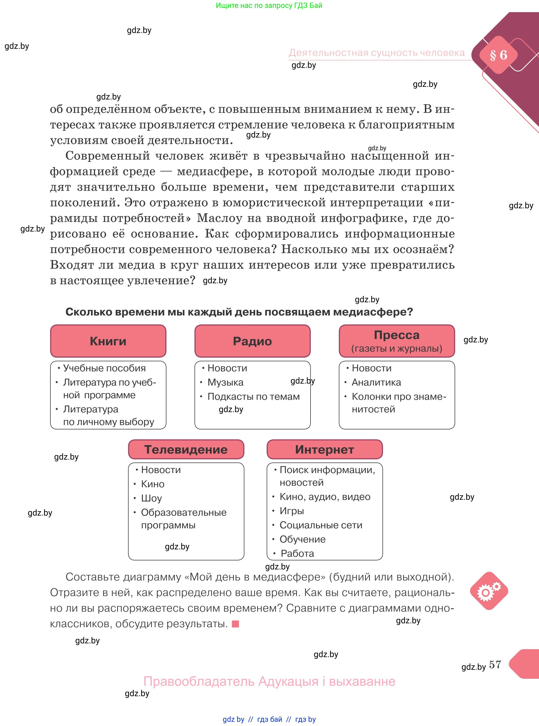 Обществоведение, 9 класс Учебник, авторы: Данилов Александр Николаевич, Полейко Елена Александровна, Кушнер Надежда Васильевна, Бернат Ирина Петровна, Белов А А, Кизима С А, Клецкова И М, Легчилин А А, Солодухо А С, Рубанов А В, издательство Адукацыя i выхаванне, Минск, 2019, жёлтого цвета, страница 57