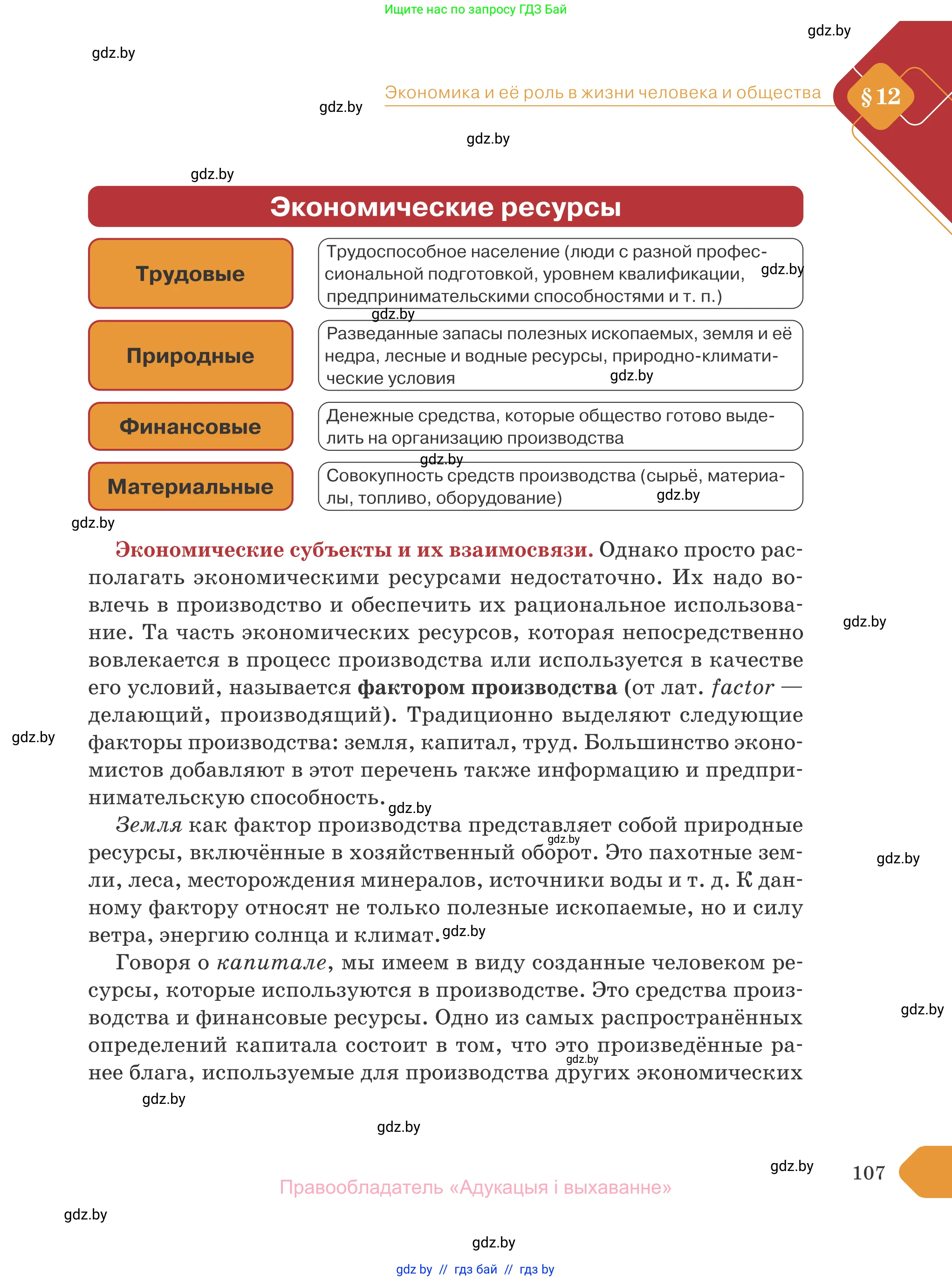 Обществоведение, 10 класс Учебник, авторы: Данилов Александр Николаевич, Полейко Елена Александровна, Кушнер Надежда Васильевна, Бернат Ирина Петровна, Безнюк Д К, Белов А А, Гречнева Е Ф, Кобяк О В, Мармашова С П, Можейко М А, Старовойтова Л В, Черченко Н В, издательство Адукацыя i выхаванне, Минск, 2020, страница 107