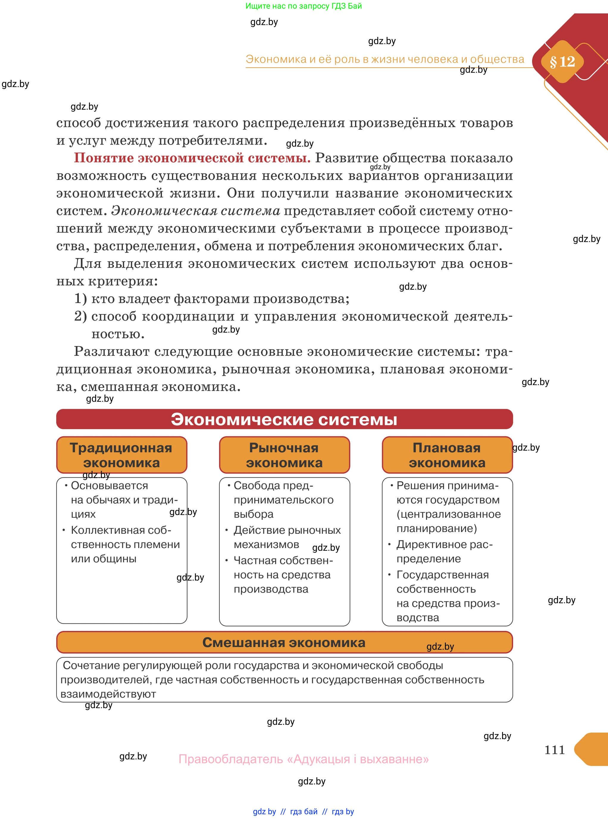 Обществоведение, 10 класс Учебник, авторы: Данилов Александр Николаевич, Полейко Елена Александровна, Кушнер Надежда Васильевна, Бернат Ирина Петровна, Безнюк Д К, Белов А А, Гречнева Е Ф, Кобяк О В, Мармашова С П, Можейко М А, Старовойтова Л В, Черченко Н В, издательство Адукацыя i выхаванне, Минск, 2020, страница 111