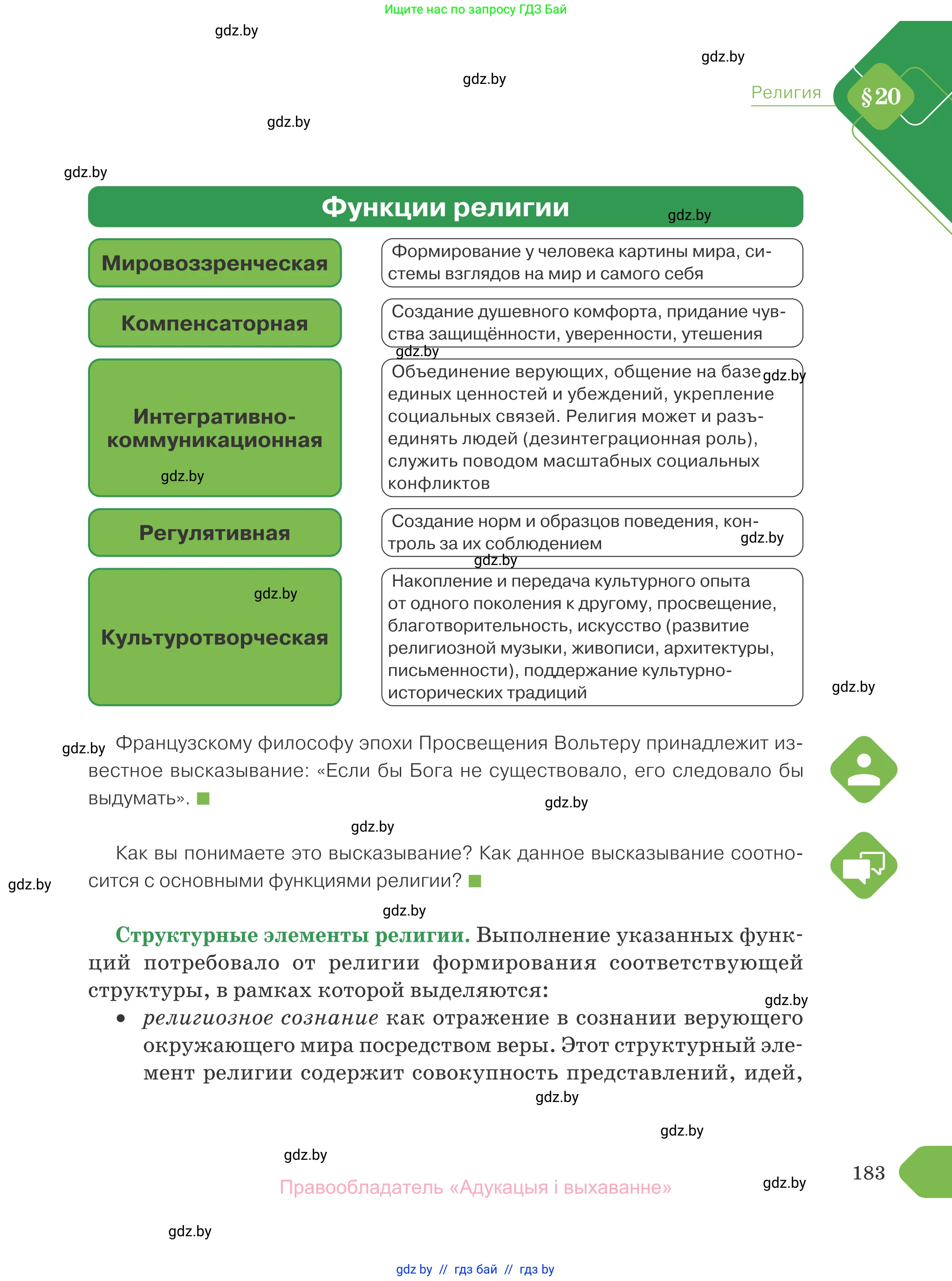 Обществоведение, 10 класс Учебник, авторы: Данилов Александр Николаевич, Полейко Елена Александровна, Кушнер Надежда Васильевна, Бернат Ирина Петровна, Безнюк Д К, Белов А А, Гречнева Е Ф, Кобяк О В, Мармашова С П, Можейко М А, Старовойтова Л В, Черченко Н В, издательство Адукацыя i выхаванне, Минск, 2020, страница 183