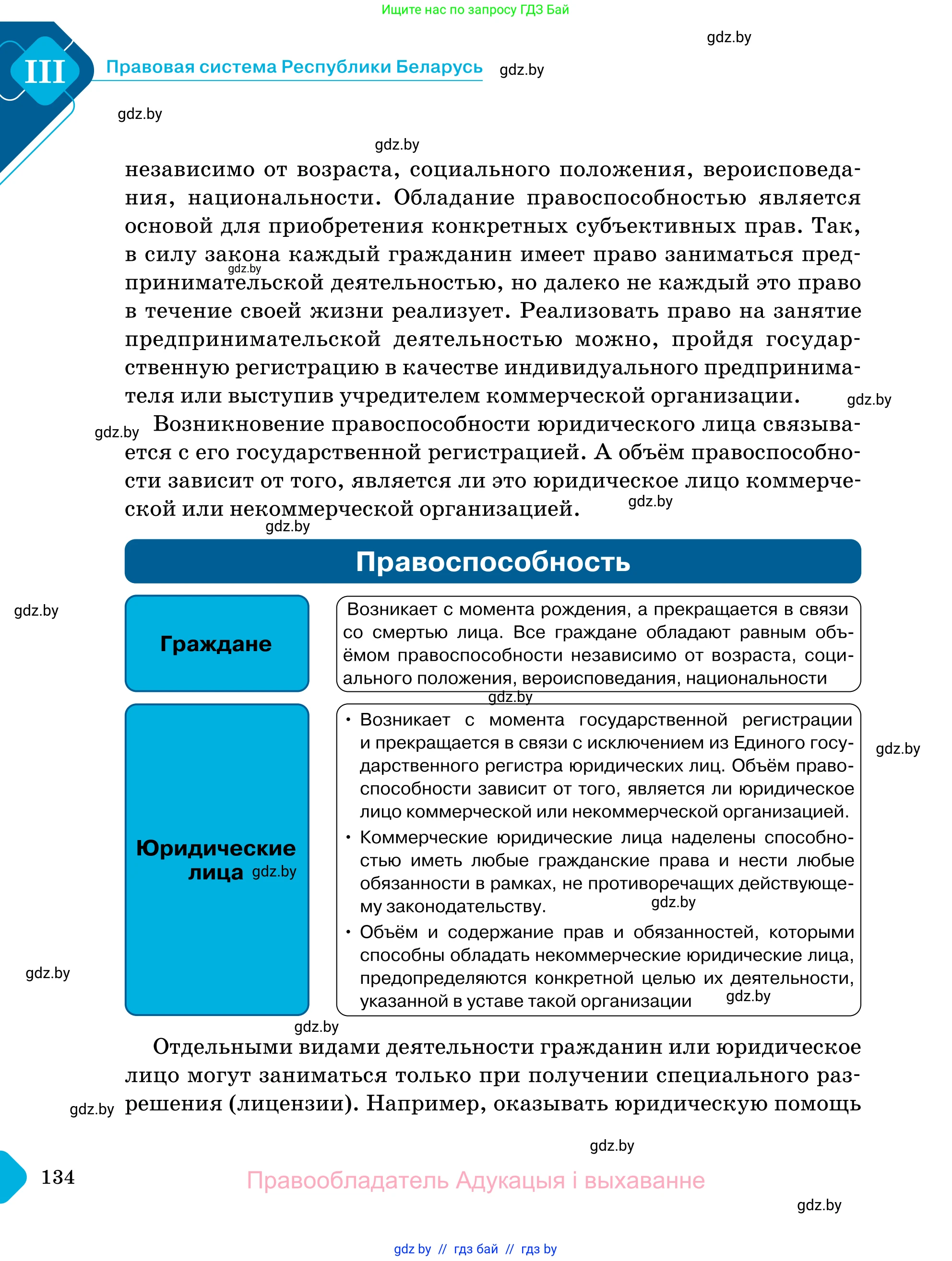 Обществоведение, 11 класс Учебник, авторы: Чуприс Ольга Ивановна, Балашенко Сергей Александрович, Денисюк Нина Павловна, Калинин С А, Киселёва Т М, Короткевич М П, Михалёва Т Н, Петоченко Т М, Побережная О Е, Подкопаев В В, Салей Е А, Шидловский А В, издательство Адукацыя i выхаванне, Минск, 2021, салатового цвета, страница 134