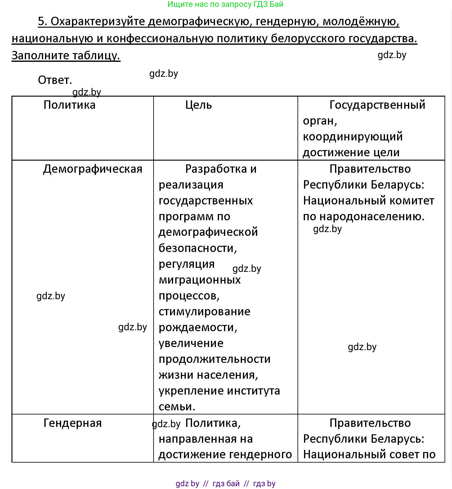 Обществоведение, 11 класс Учебник, авторы: Чуприс Ольга Ивановна, Балашенко Сергей Александрович, Денисюк Нина Павловна, Калинин С А, Киселёва Т М, Короткевич М П, Михалёва Т Н, Петоченко Т М, Побережная О Е, Подкопаев В В, Салей Е А, Шидловский А В, издательство Адукацыя i выхаванне, Минск, 2021, салатового цвета, страница 207, номер 5, Решение