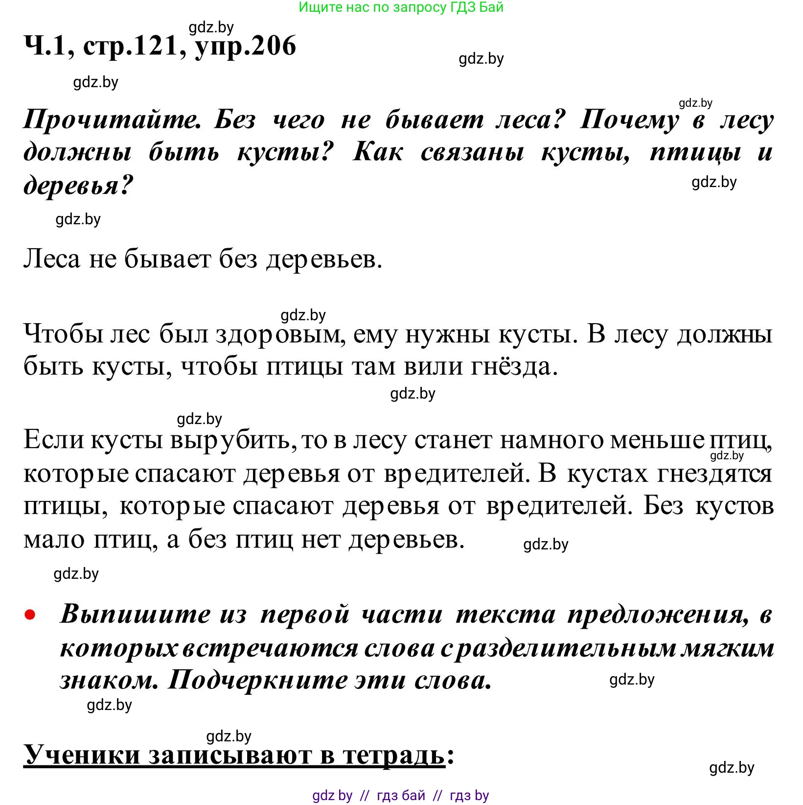 Русский язык, 2 класс Учебник, автор: Антипова Маргарита Борисовна, издательство Академия образования, Минск, 2025, Часть 1, страница 121, номер 206, Решение