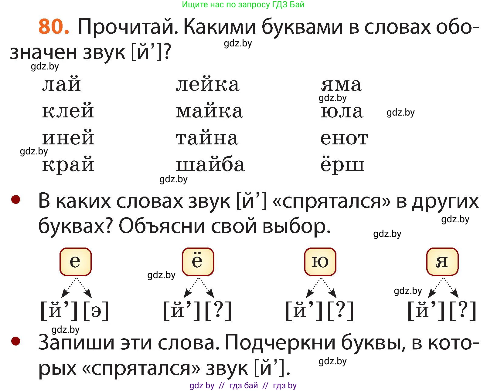 Русский язык, 2 класс Учебник, авторы: Гулецкая Елена Алексеевна, Федорович Галина Михайловна, издательство Национальный институт образования, Минск, 2022, коричневого цвета, Часть 1, страница 54, номер 80, Условие