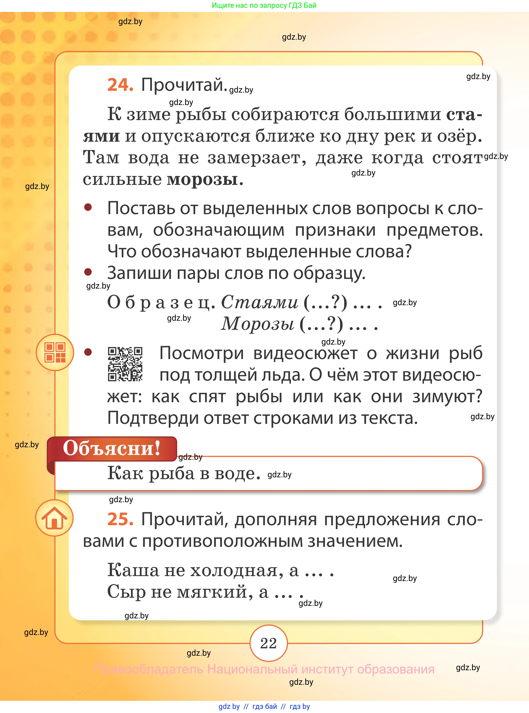 Русский язык, 2 класс Учебник, авторы: Гулецкая Елена Алексеевна, Федорович Галина Михайловна, издательство Национальный институт образования, Минск, 2022, коричневого цвета, Часть 2, страница 22