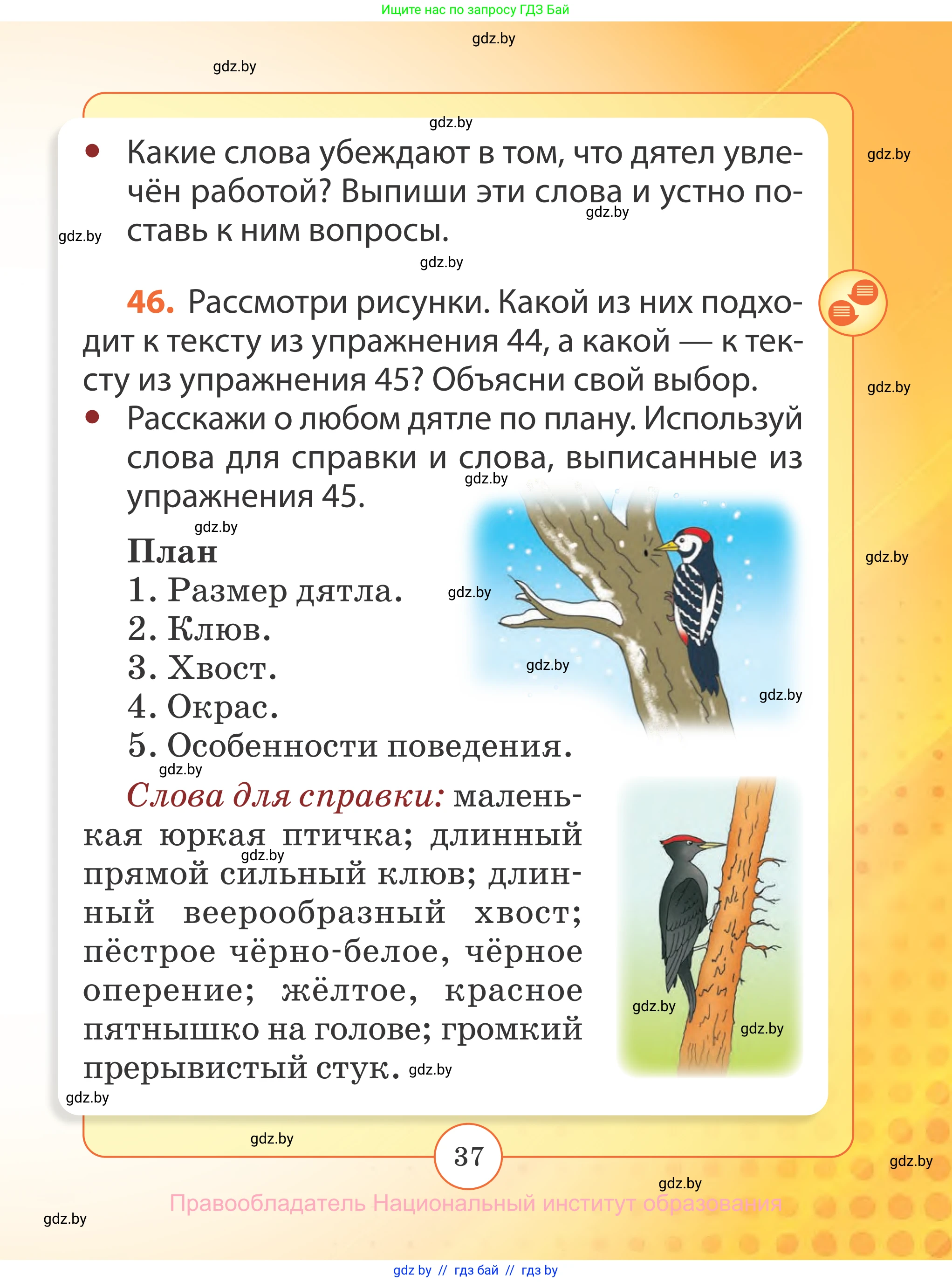 Русский язык, 2 класс Учебник, авторы: Гулецкая Елена Алексеевна, Федорович Галина Михайловна, издательство Национальный институт образования, Минск, 2022, коричневого цвета, Часть 2, страница 37