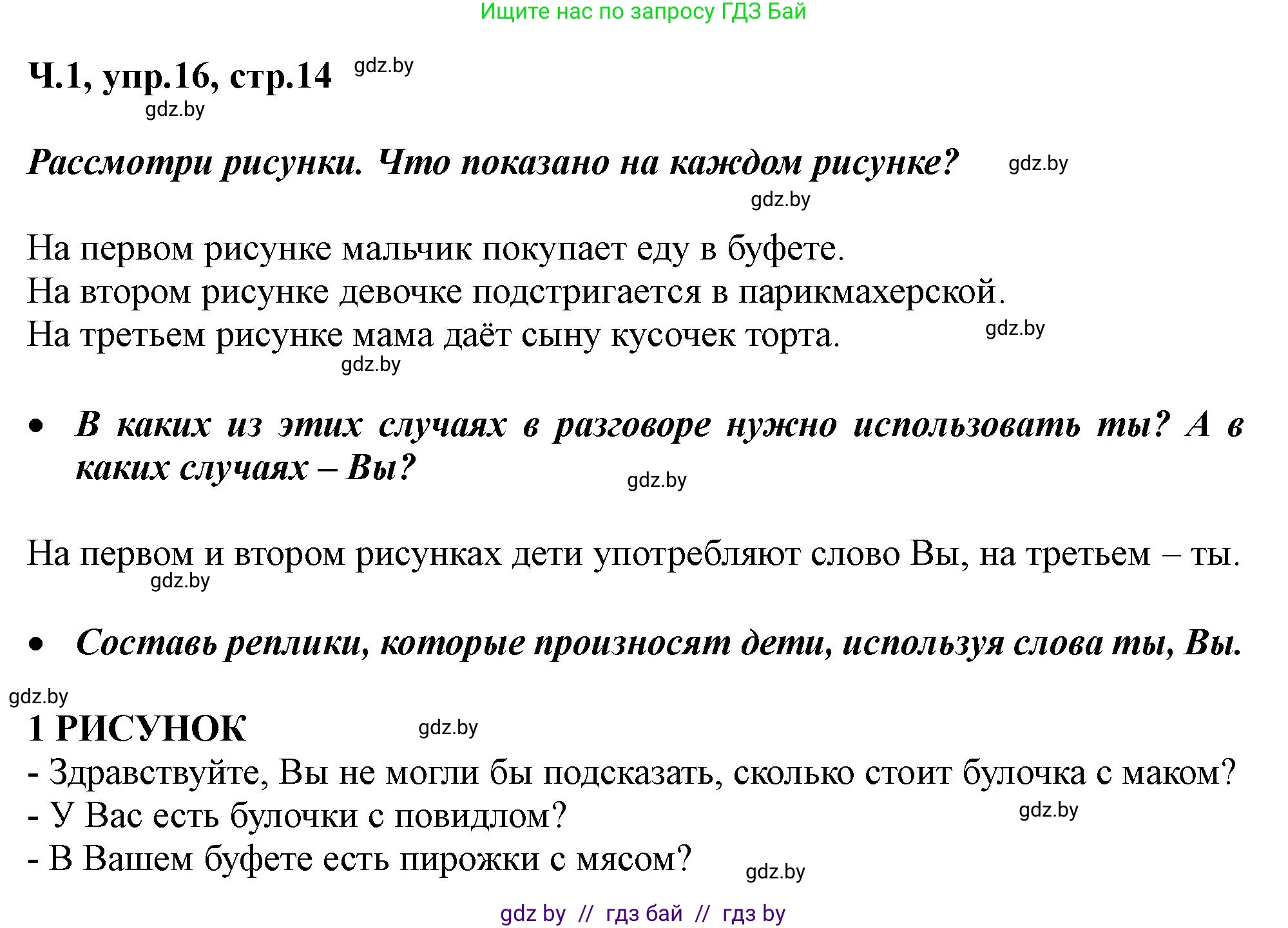 Русский язык, 2 класс Учебник, авторы: Гулецкая Елена Алексеевна, Федорович Галина Михайловна, издательство Национальный институт образования, Минск, 2022, коричневого цвета, Часть 1, страница 14, номер 16, Решение
