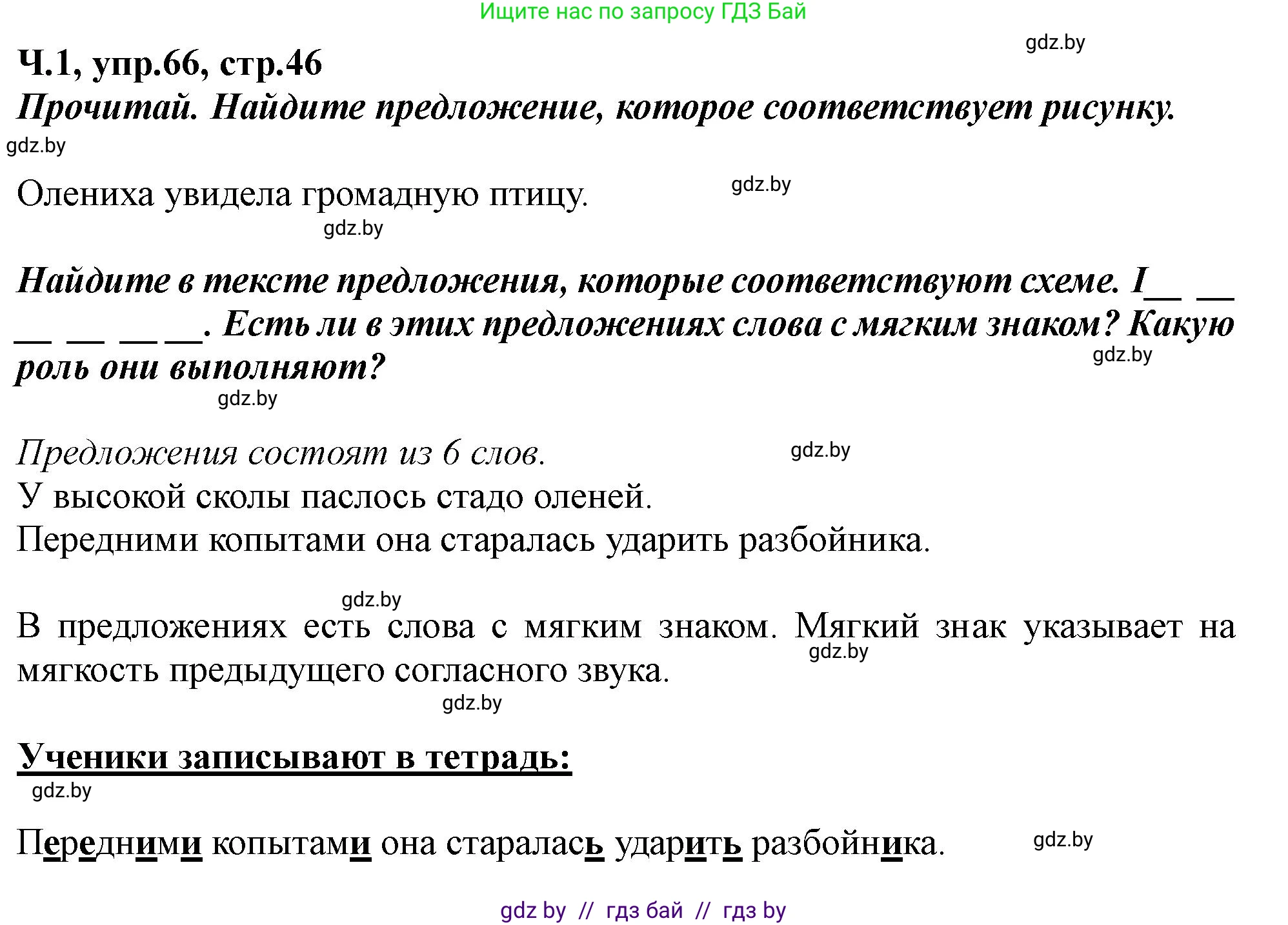 Русский язык, 2 класс Учебник, авторы: Гулецкая Елена Алексеевна, Федорович Галина Михайловна, издательство Национальный институт образования, Минск, 2022, коричневого цвета, Часть 1, страница 46, номер 66, Решение