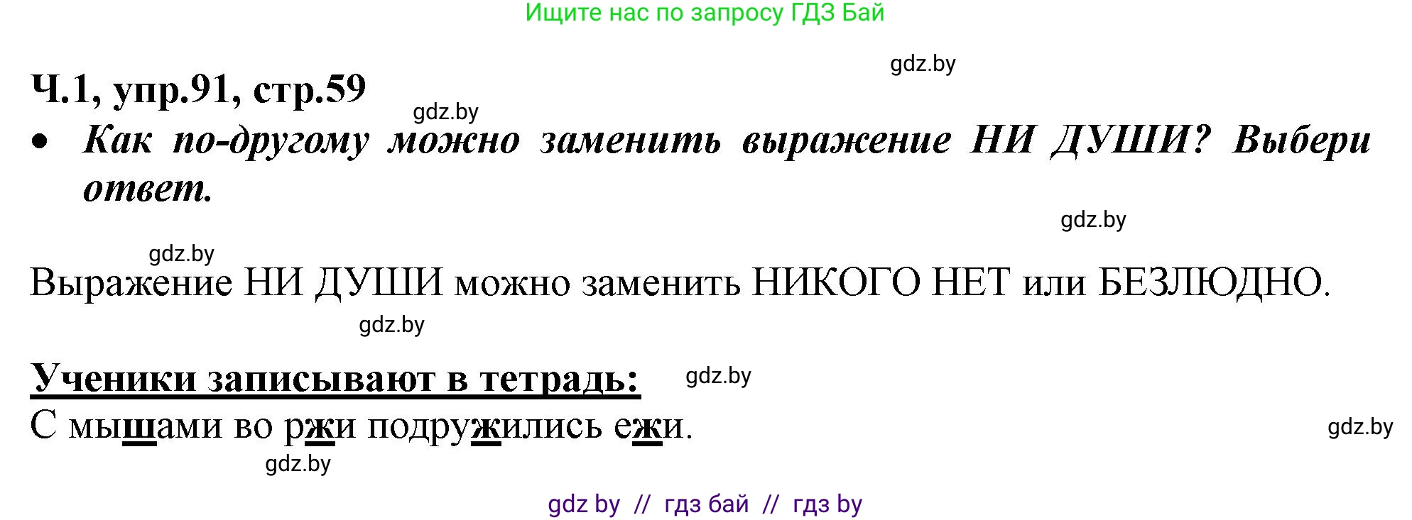 Русский язык, 2 класс Учебник, авторы: Гулецкая Елена Алексеевна, Федорович Галина Михайловна, издательство Национальный институт образования, Минск, 2022, коричневого цвета, Часть 1, страница 59, номер 91, Решение
