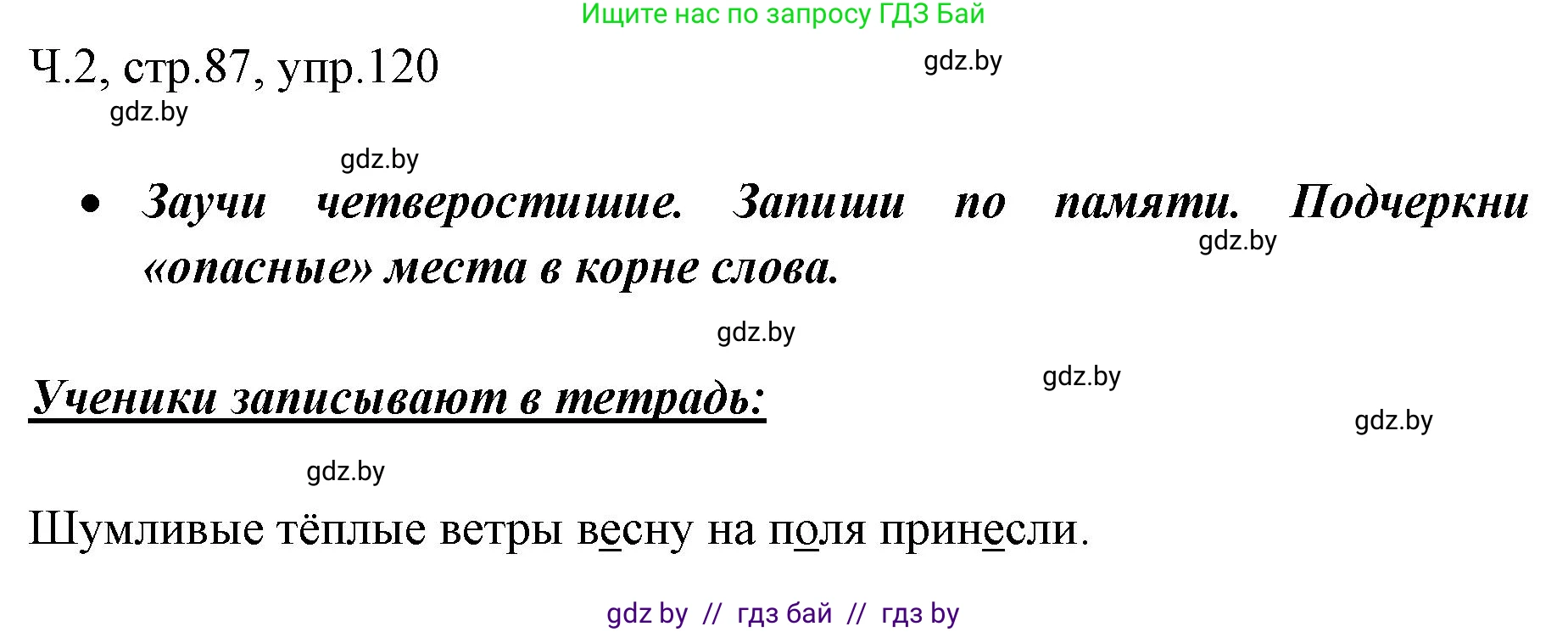 Русский язык, 2 класс Учебник, авторы: Гулецкая Елена Алексеевна, Федорович Галина Михайловна, издательство Национальный институт образования, Минск, 2022, коричневого цвета, Часть 2, страница 87, номер 120, Решение
