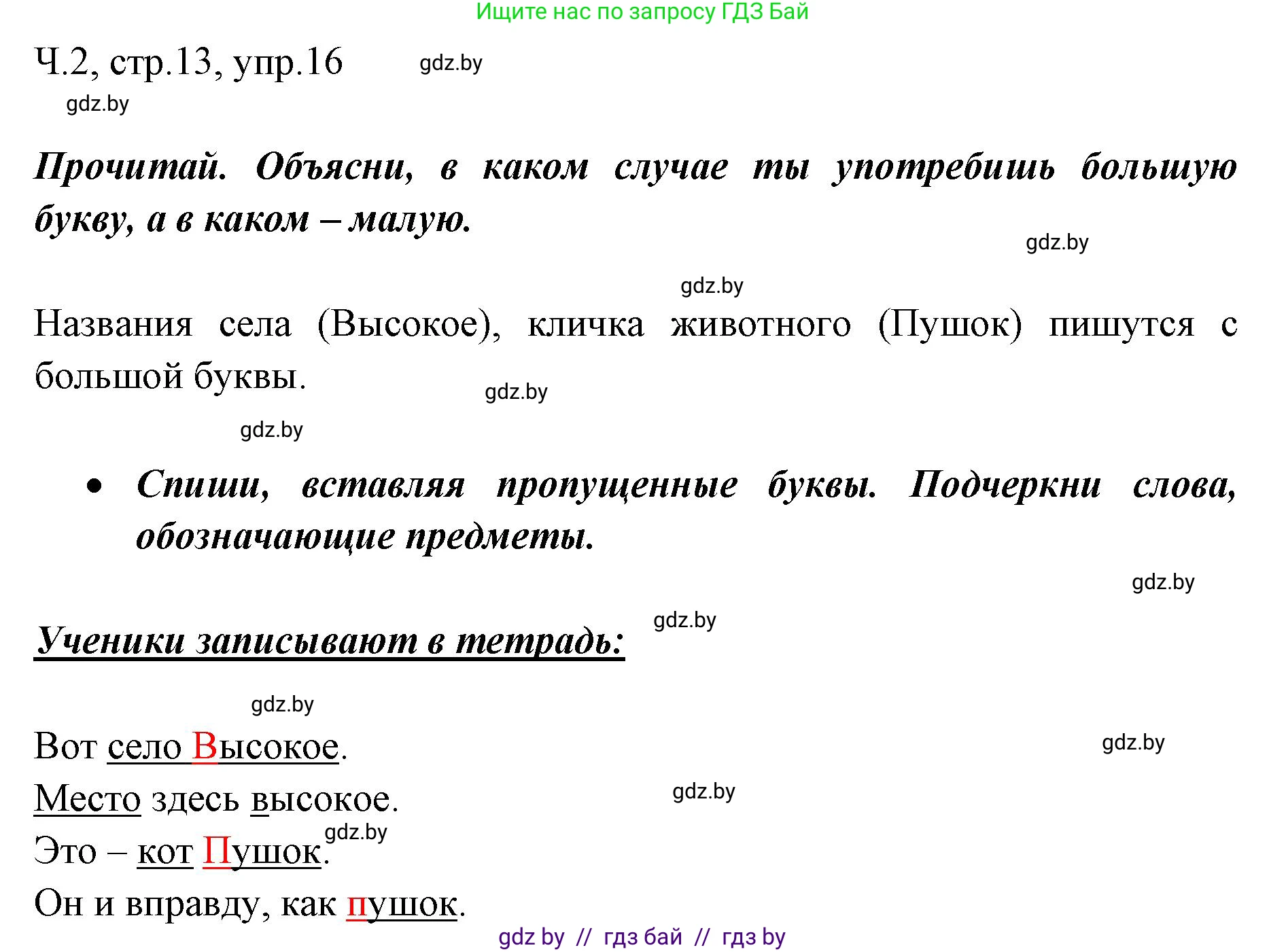 Русский язык, 2 класс Учебник, авторы: Гулецкая Елена Алексеевна, Федорович Галина Михайловна, издательство Национальный институт образования, Минск, 2022, коричневого цвета, Часть 2, страница 13, номер 16, Решение