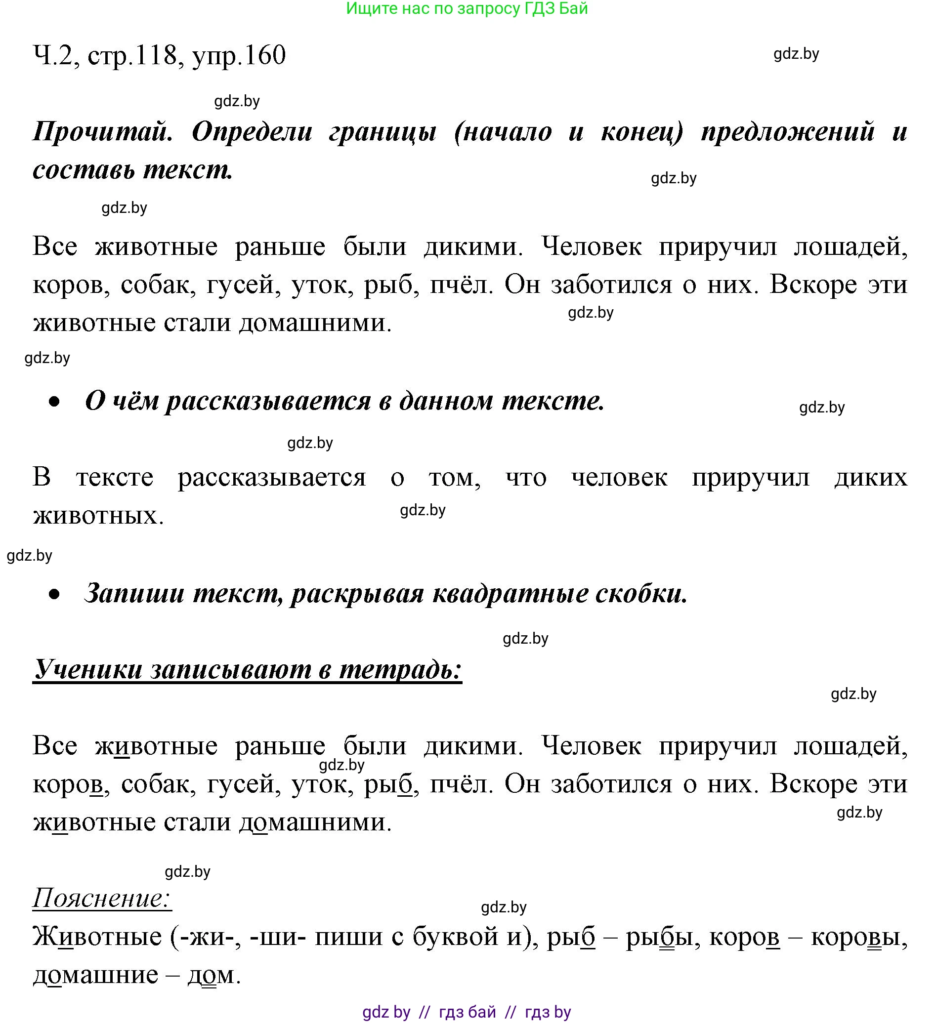 Русский язык, 2 класс Учебник, авторы: Гулецкая Елена Алексеевна, Федорович Галина Михайловна, издательство Национальный институт образования, Минск, 2022, коричневого цвета, Часть 2, страница 118, номер 160, Решение