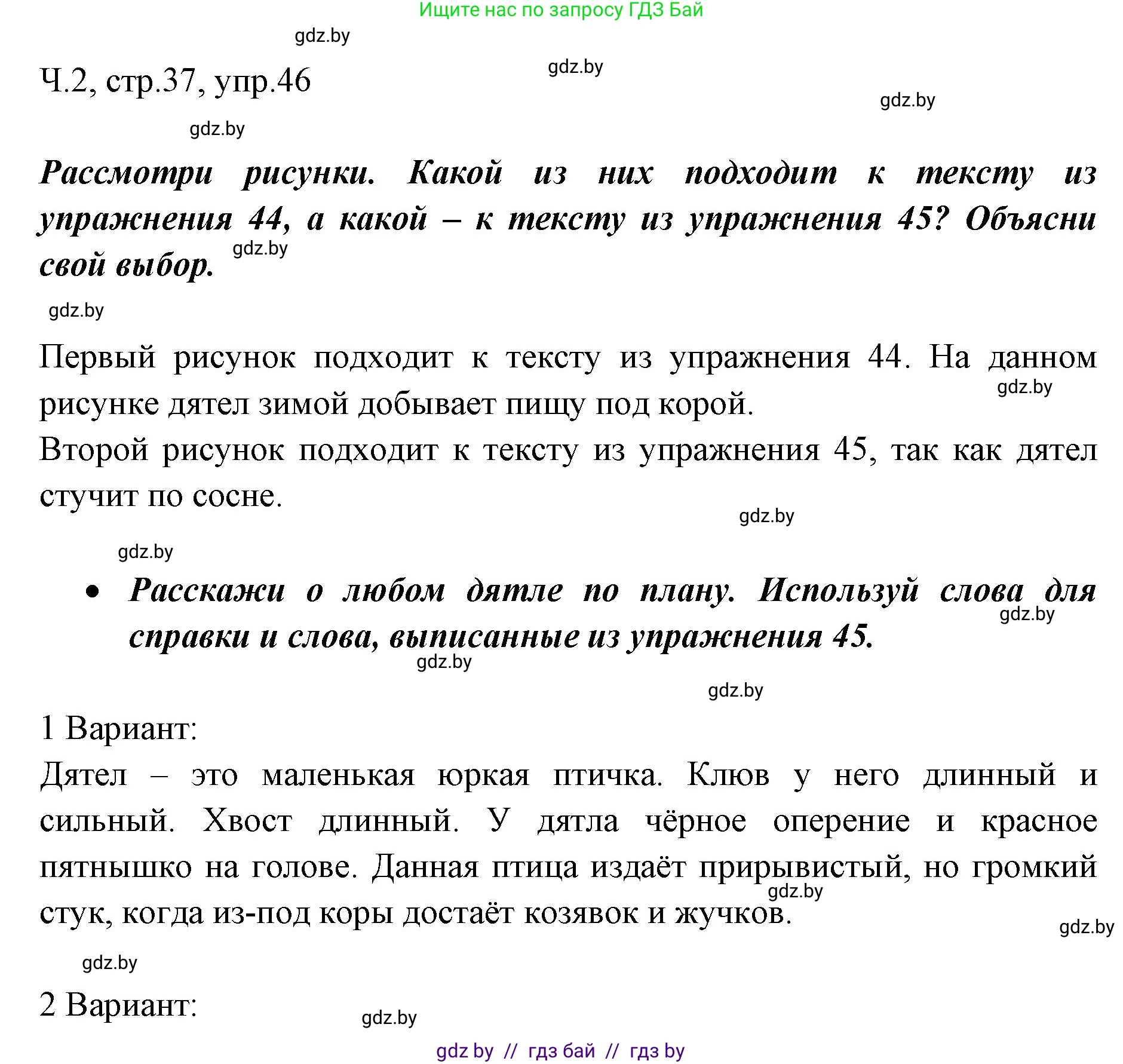 Русский язык, 2 класс Учебник, авторы: Гулецкая Елена Алексеевна, Федорович Галина Михайловна, издательство Национальный институт образования, Минск, 2022, коричневого цвета, Часть 2, страница 37, номер 46, Решение