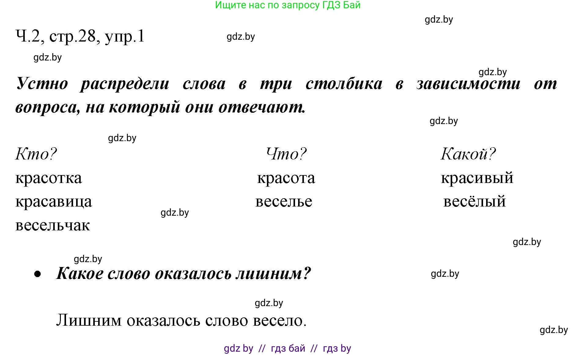 Русский язык, 2 класс Учебник, авторы: Гулецкая Елена Алексеевна, Федорович Галина Михайловна, издательство Национальный институт образования, Минск, 2022, коричневого цвета, Часть 2, страница 28, номер 1, Решение