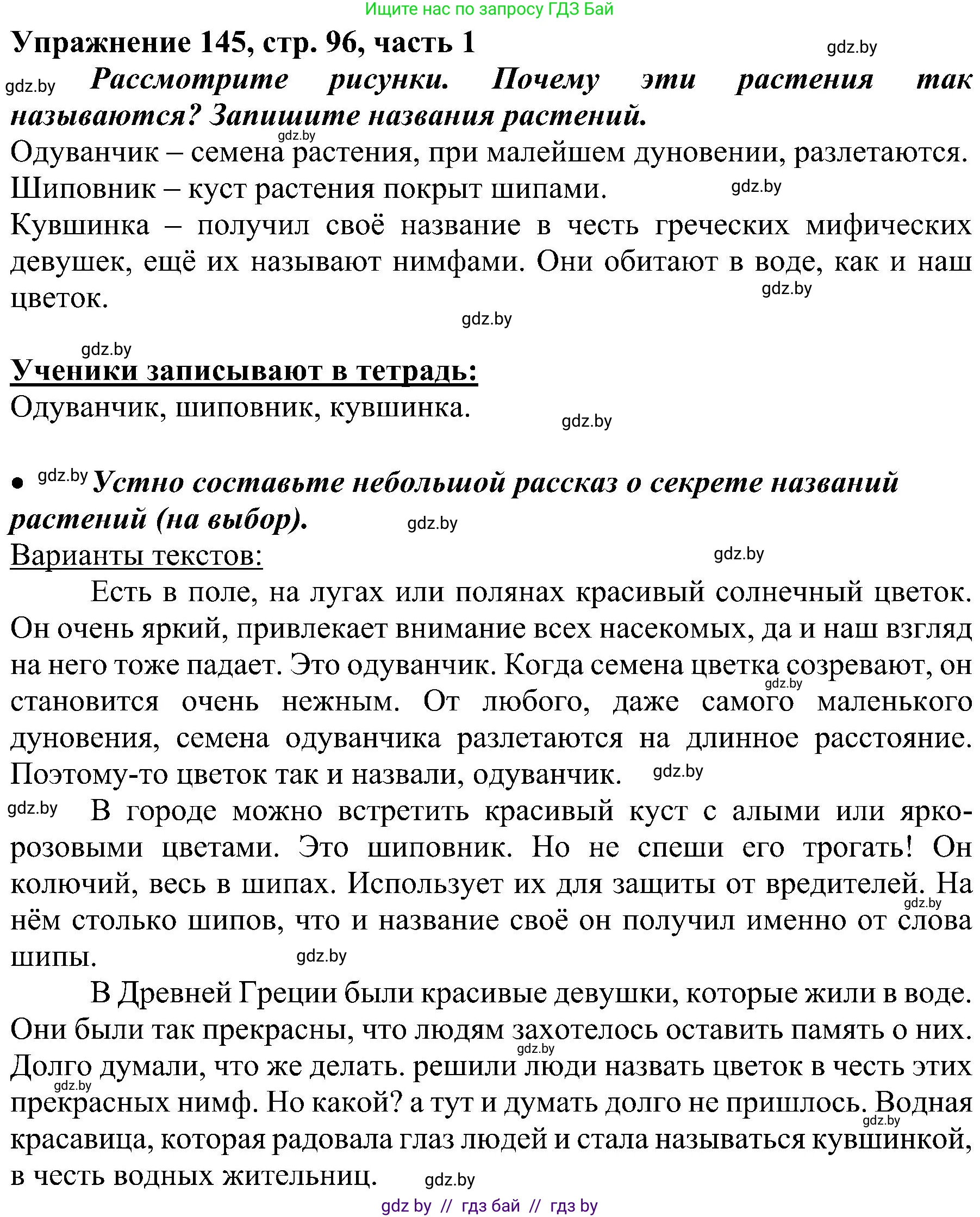Русский язык, 3 класс Учебник, авторы: Антипова Маргарита Борисовна, Верниковская Алла Викторовна, Грабчикова Елена Самарьевна, издательство Национальный институт образования, Минск, 2023, Часть 1, страница 96, номер 145, Решение