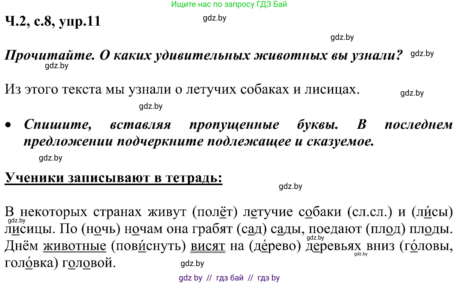 Русский язык, 3 класс Учебник, авторы: Антипова Маргарита Борисовна, Верниковская Алла Викторовна, Грабчикова Елена Самарьевна, издательство Национальный институт образования, Минск, 2023, Часть 2, страница 8, номер 11, Решение