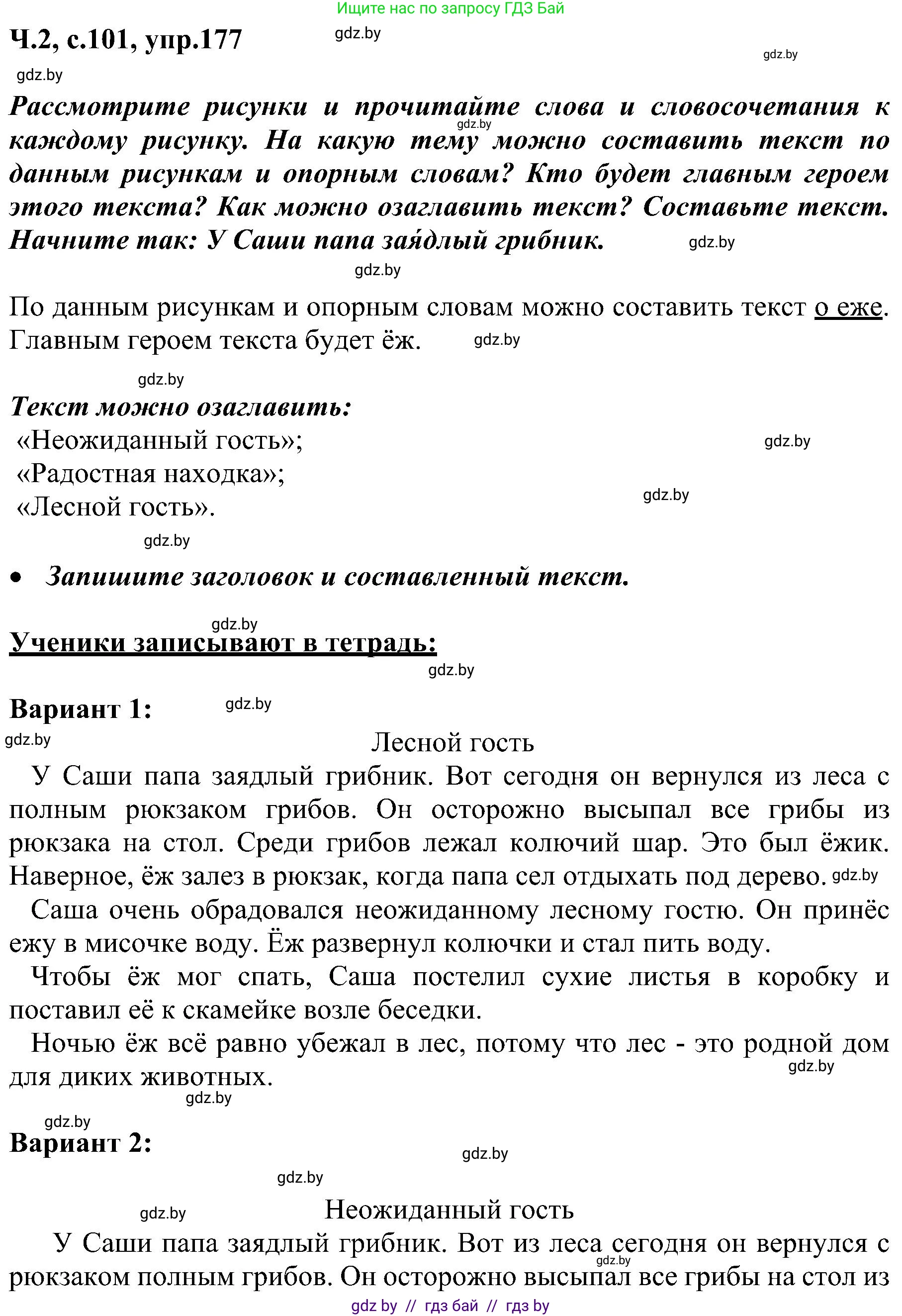 Русский язык, 3 класс Учебник, авторы: Антипова Маргарита Борисовна, Верниковская Алла Викторовна, Грабчикова Елена Самарьевна, издательство Национальный институт образования, Минск, 2023, Часть 2, страница 101, номер 177, Решение