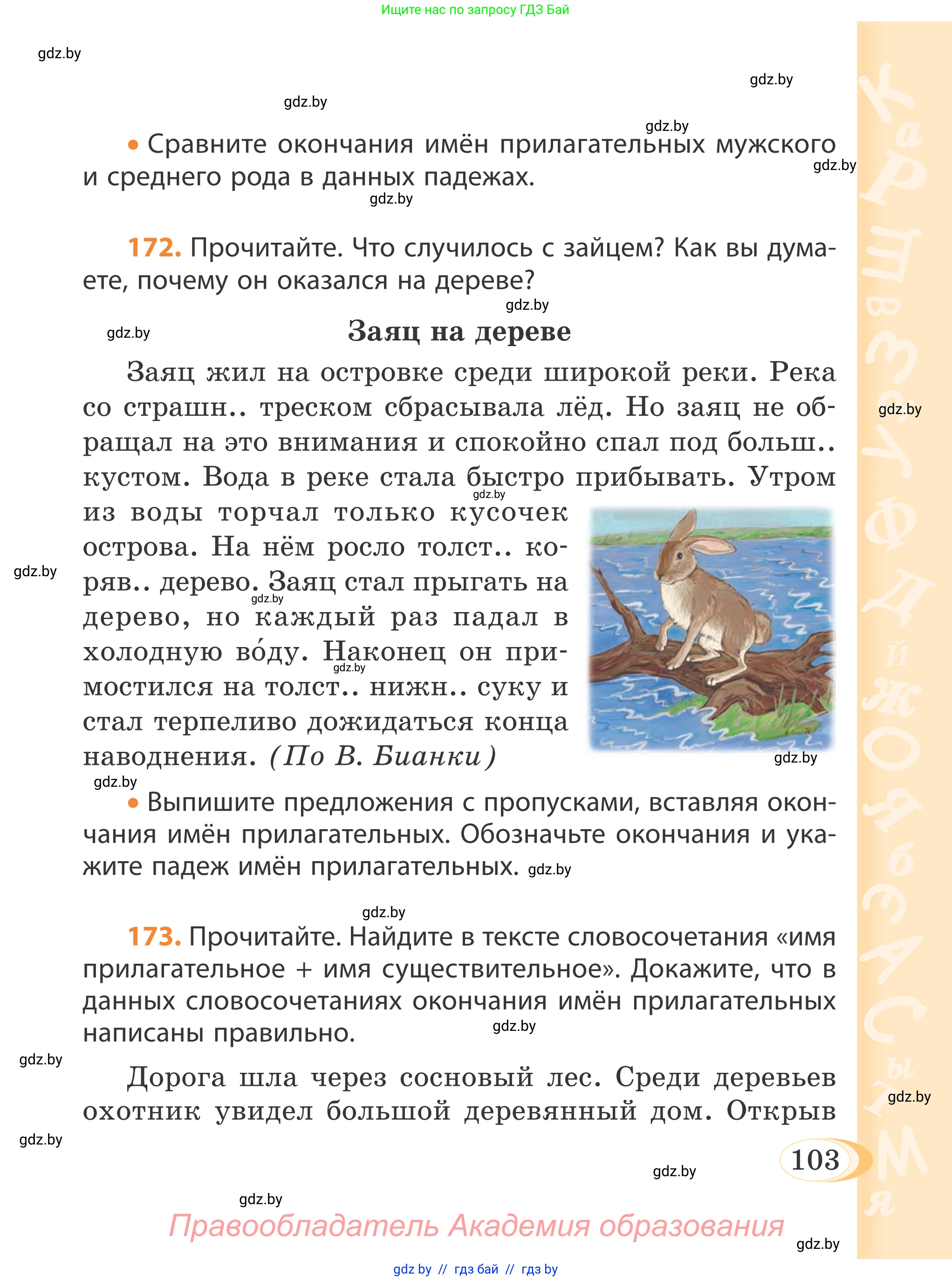 Русский язык, 4 класс Учебник, авторы: Антипова Маргарита Борисовна, Верниковская Алла Викторовна, Грабчикова Елена Самарьевна, издательство Академия образования, Минск, 2024, оранжевого цвета, Часть 1, страница 103