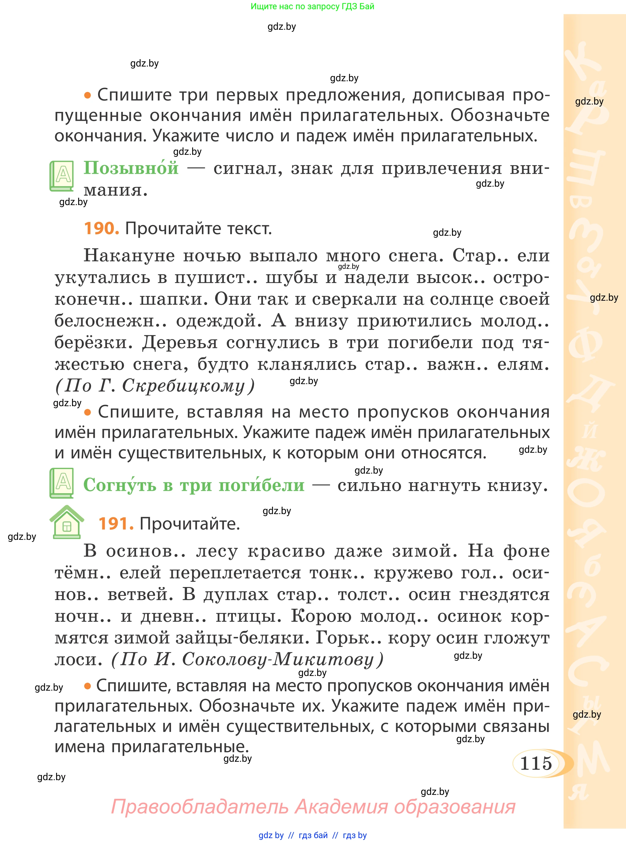 Русский язык, 4 класс Учебник, авторы: Антипова Маргарита Борисовна, Верниковская Алла Викторовна, Грабчикова Елена Самарьевна, издательство Академия образования, Минск, 2024, оранжевого цвета, Часть 1, страница 65, номер 115, Условие