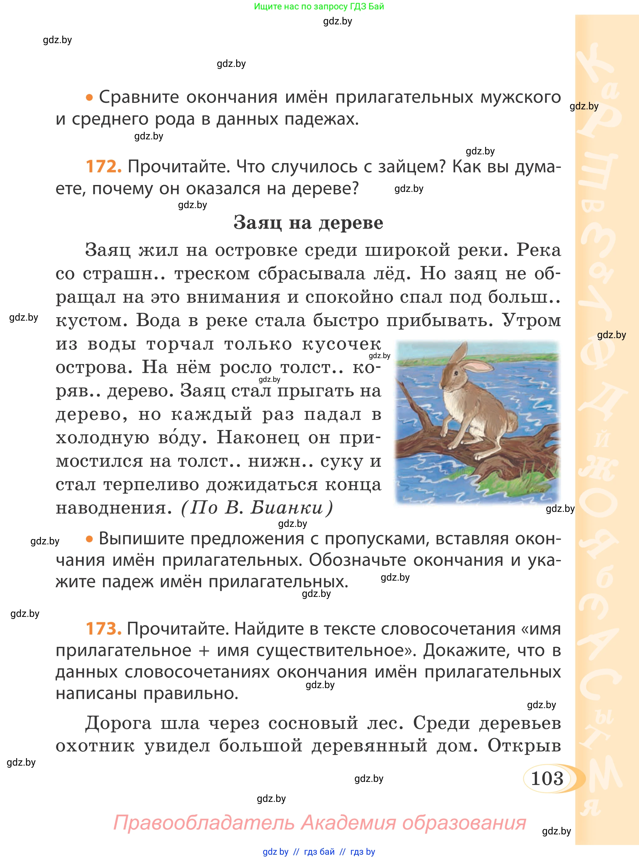 Русский язык, 4 класс Учебник, авторы: Антипова Маргарита Борисовна, Верниковская Алла Викторовна, Грабчикова Елена Самарьевна, издательство Академия образования, Минск, 2024, оранжевого цвета, Часть 1, страница 103