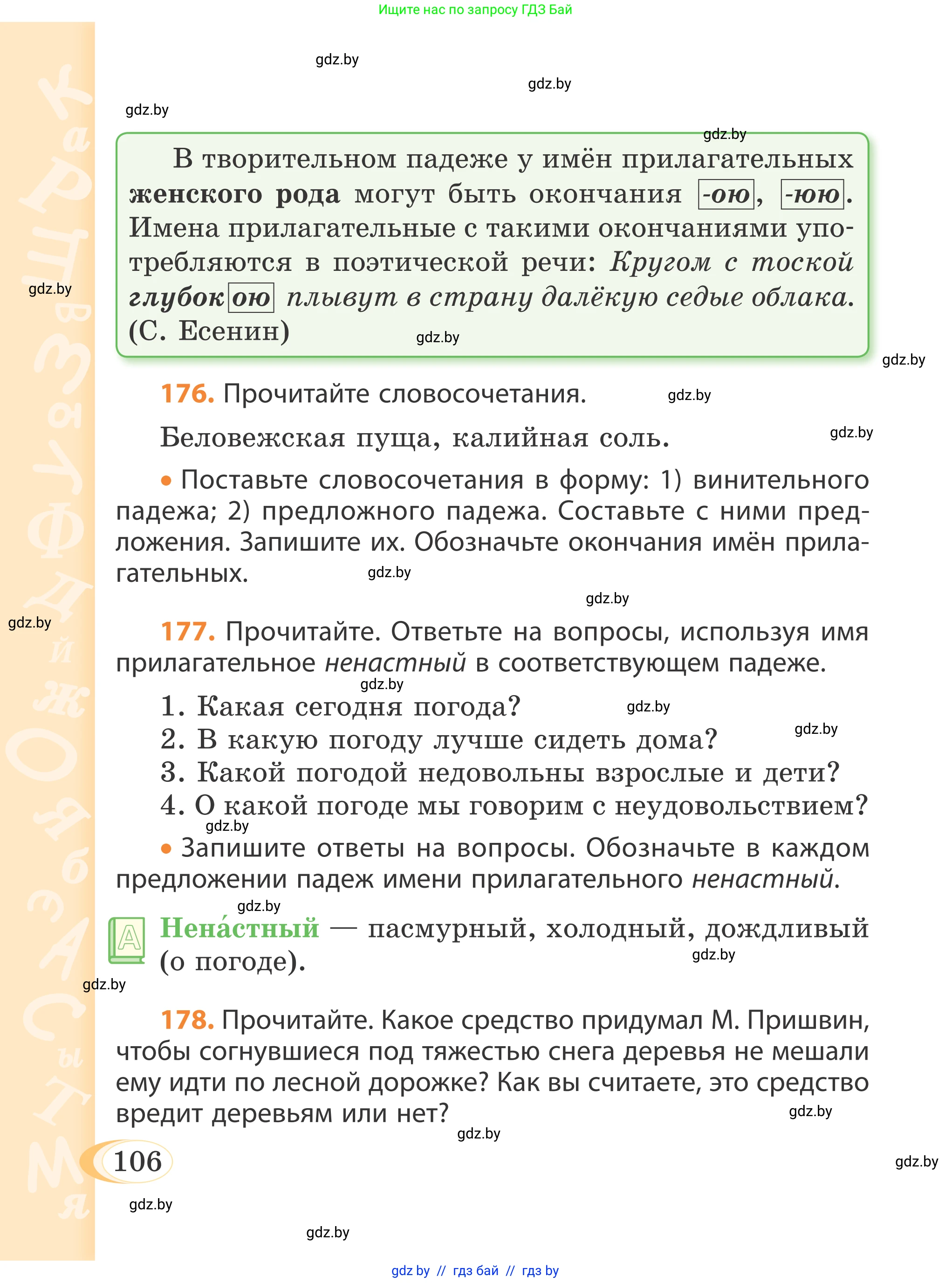 Русский язык, 4 класс Учебник, авторы: Антипова Маргарита Борисовна, Верниковская Алла Викторовна, Грабчикова Елена Самарьевна, издательство Академия образования, Минск, 2024, оранжевого цвета, Часть 1, страница 106