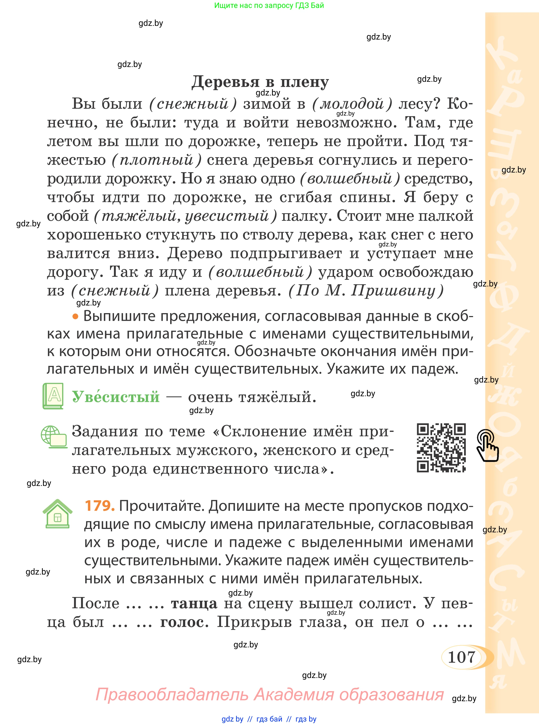 Русский язык, 4 класс Учебник, авторы: Антипова Маргарита Борисовна, Верниковская Алла Викторовна, Грабчикова Елена Самарьевна, издательство Академия образования, Минск, 2024, оранжевого цвета, Часть 1, страница 107