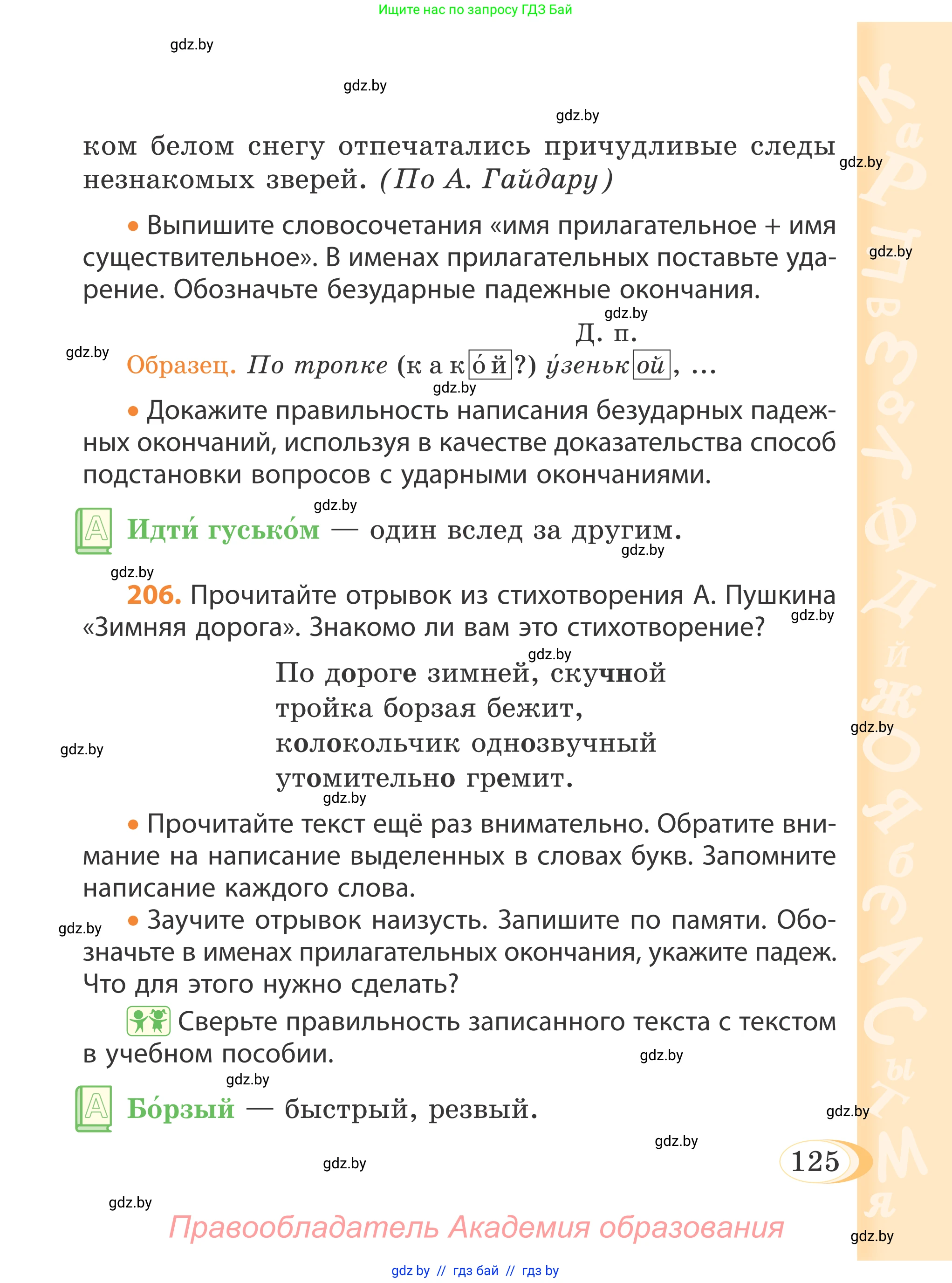 Русский язык, 4 класс Учебник, авторы: Антипова Маргарита Борисовна, Верниковская Алла Викторовна, Грабчикова Елена Самарьевна, издательство Академия образования, Минск, 2024, оранжевого цвета, Часть 1, страница 125