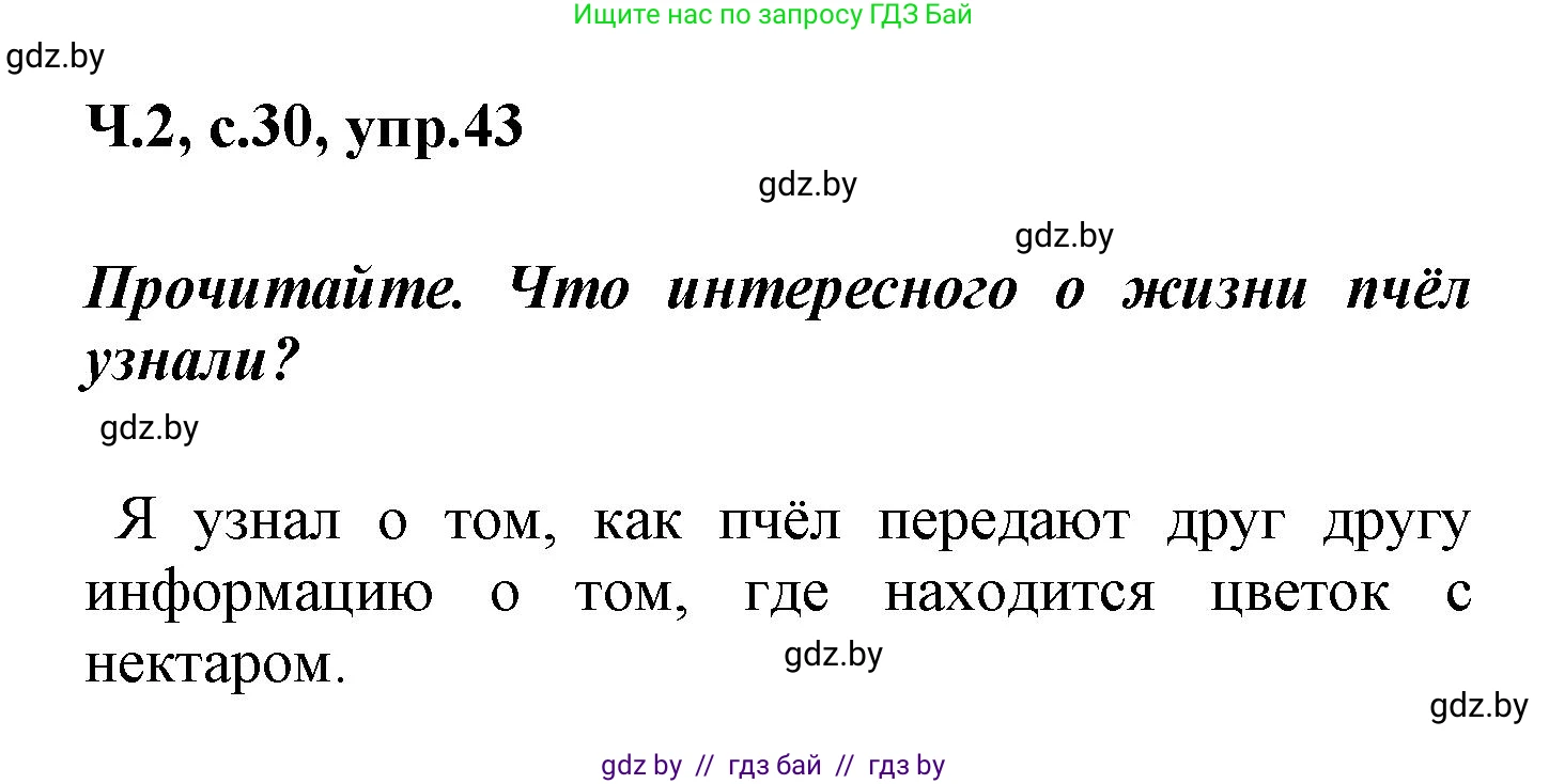 Русский язык, 4 класс Учебник, авторы: Антипова Маргарита Борисовна, Верниковская Алла Викторовна, Грабчикова Елена Самарьевна, издательство Академия образования, Минск, 2024, оранжевого цвета, Часть 2, страница 30, номер 43, Решение