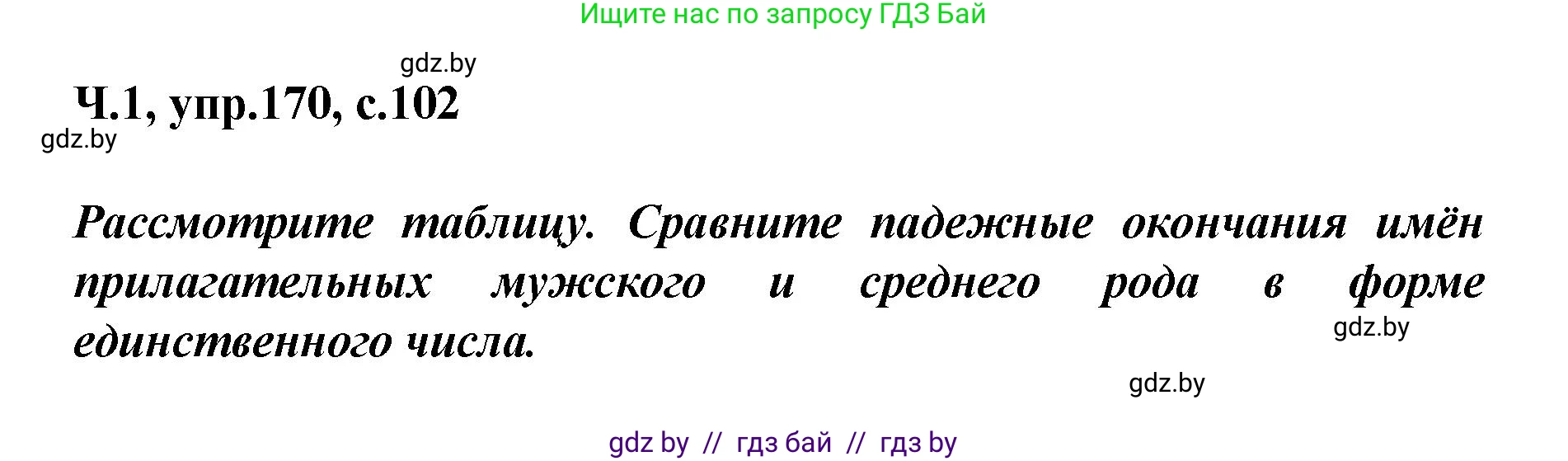 Русский язык, 4 класс Учебник, авторы: Антипова Маргарита Борисовна, Верниковская Алла Викторовна, Грабчикова Елена Самарьевна, издательство Академия образования, Минск, 2024, оранжевого цвета, Часть 1, страница 102, номер 170, Решение