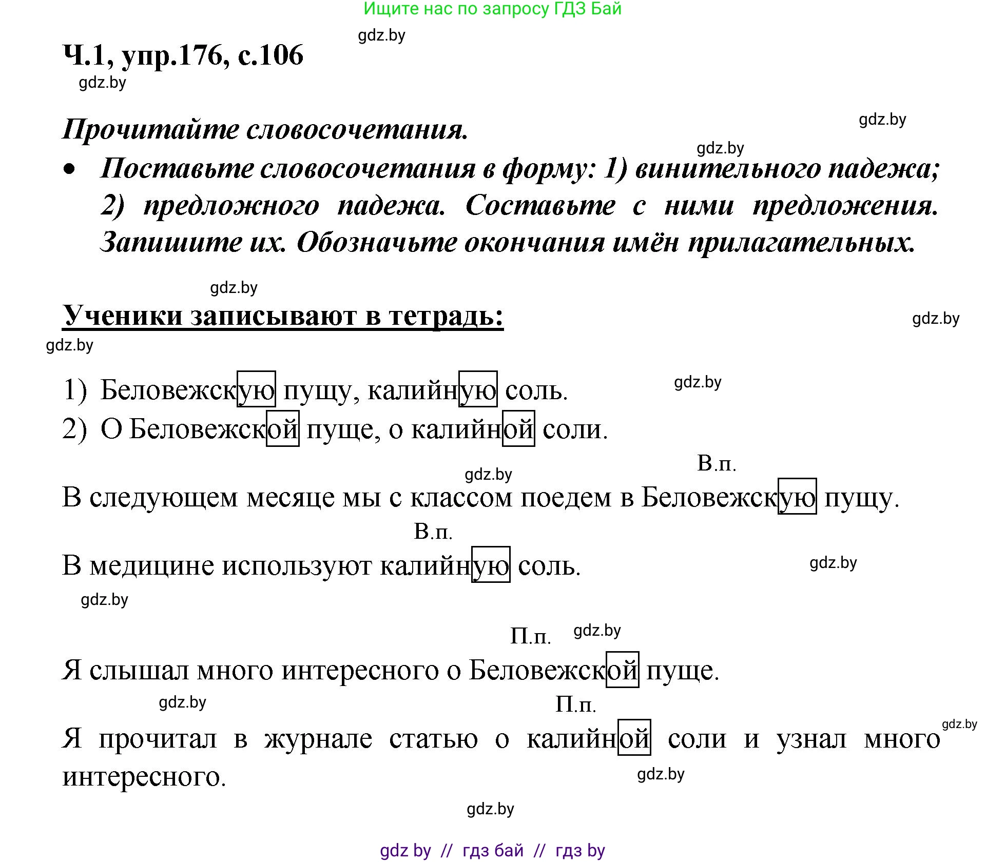 Русский язык, 4 класс Учебник, авторы: Антипова Маргарита Борисовна, Верниковская Алла Викторовна, Грабчикова Елена Самарьевна, издательство Академия образования, Минск, 2024, оранжевого цвета, Часть 1, страница 106, номер 176, Решение