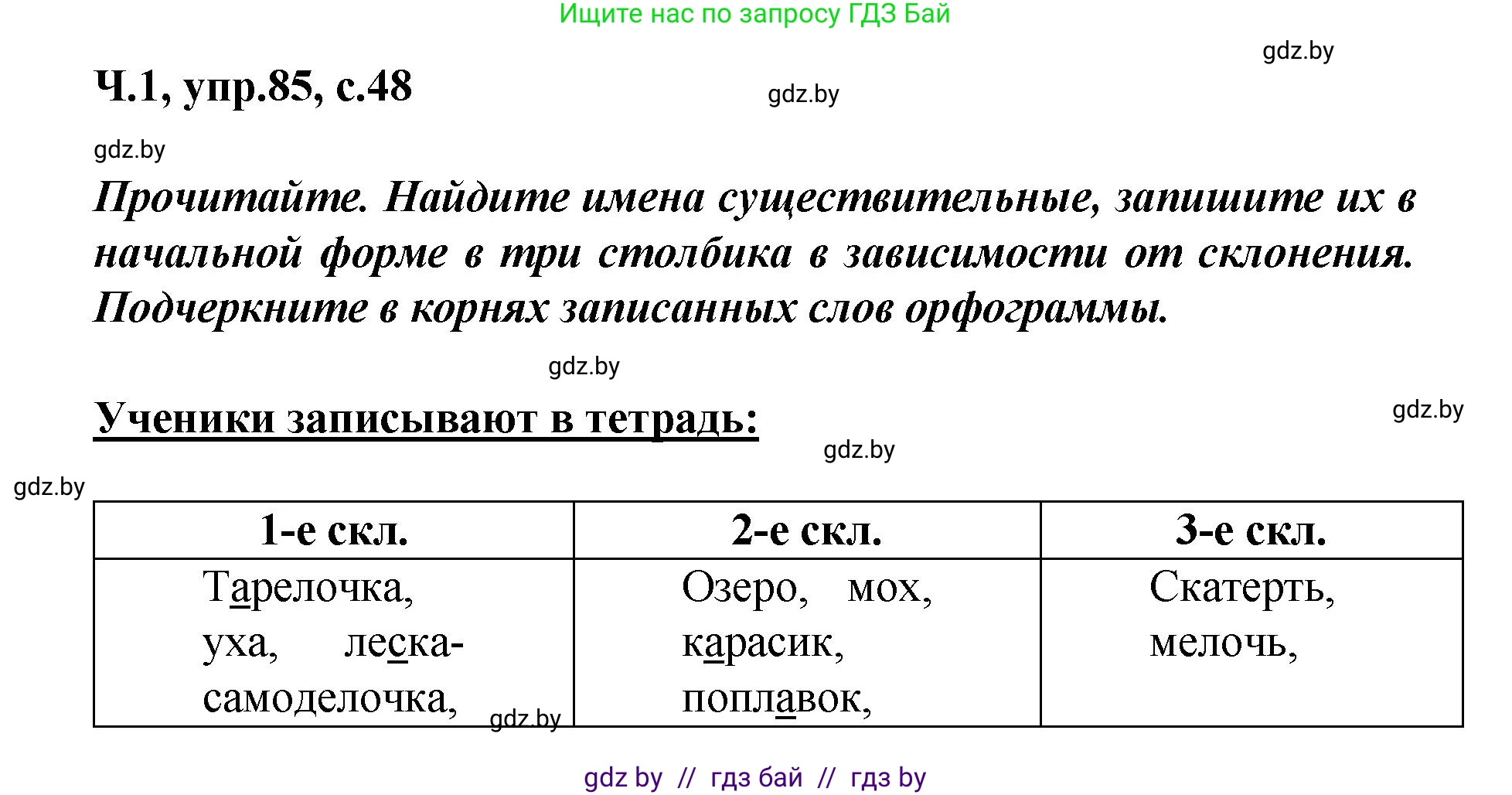Русский язык, 4 класс Учебник, авторы: Антипова Маргарита Борисовна, Верниковская Алла Викторовна, Грабчикова Елена Самарьевна, издательство Академия образования, Минск, 2024, оранжевого цвета, Часть 1, страница 48, номер 85, Решение